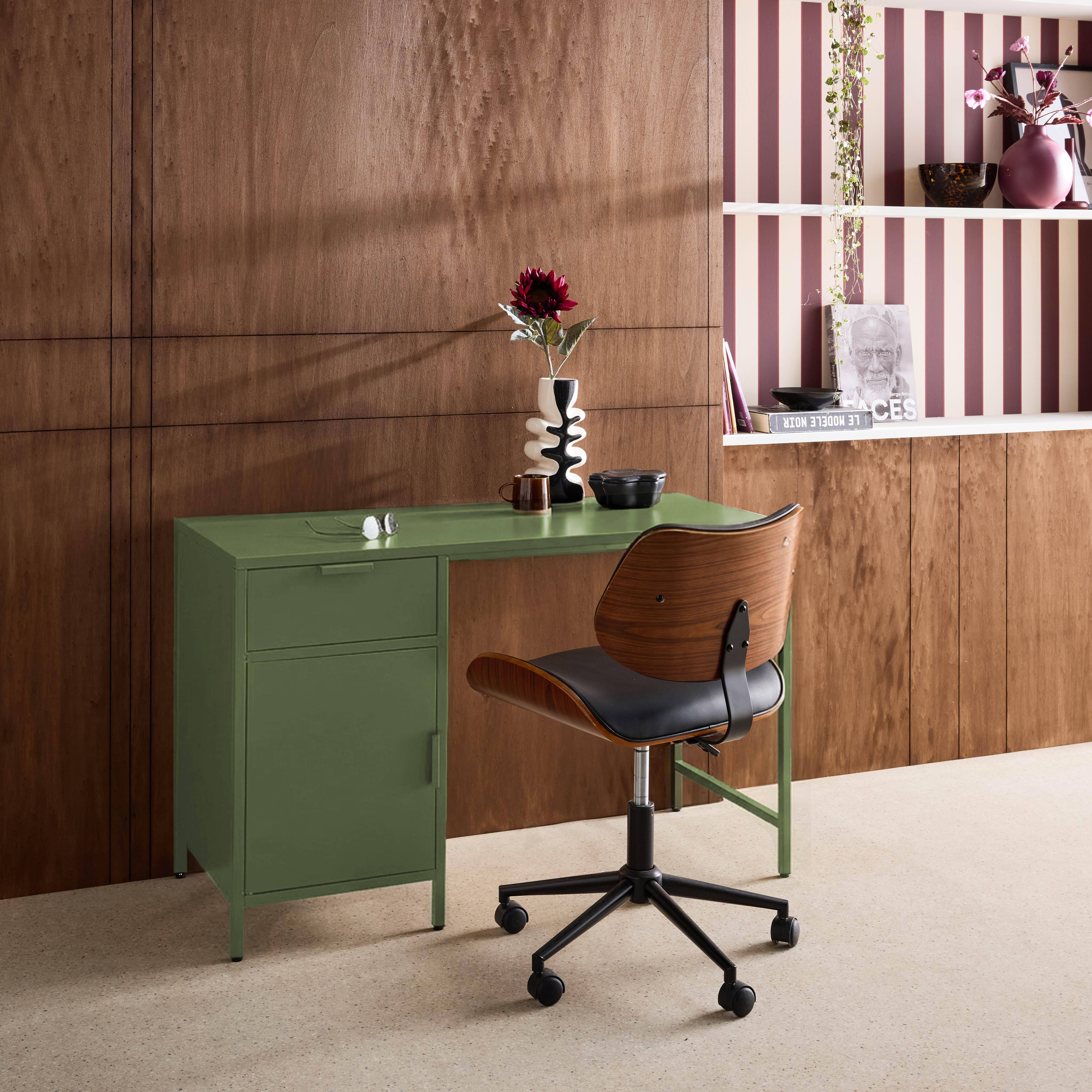 Kinderbureau metaal 1 deur en 1 lade kaki L 120 x B 50 x H 75 cm - Soho Photo2