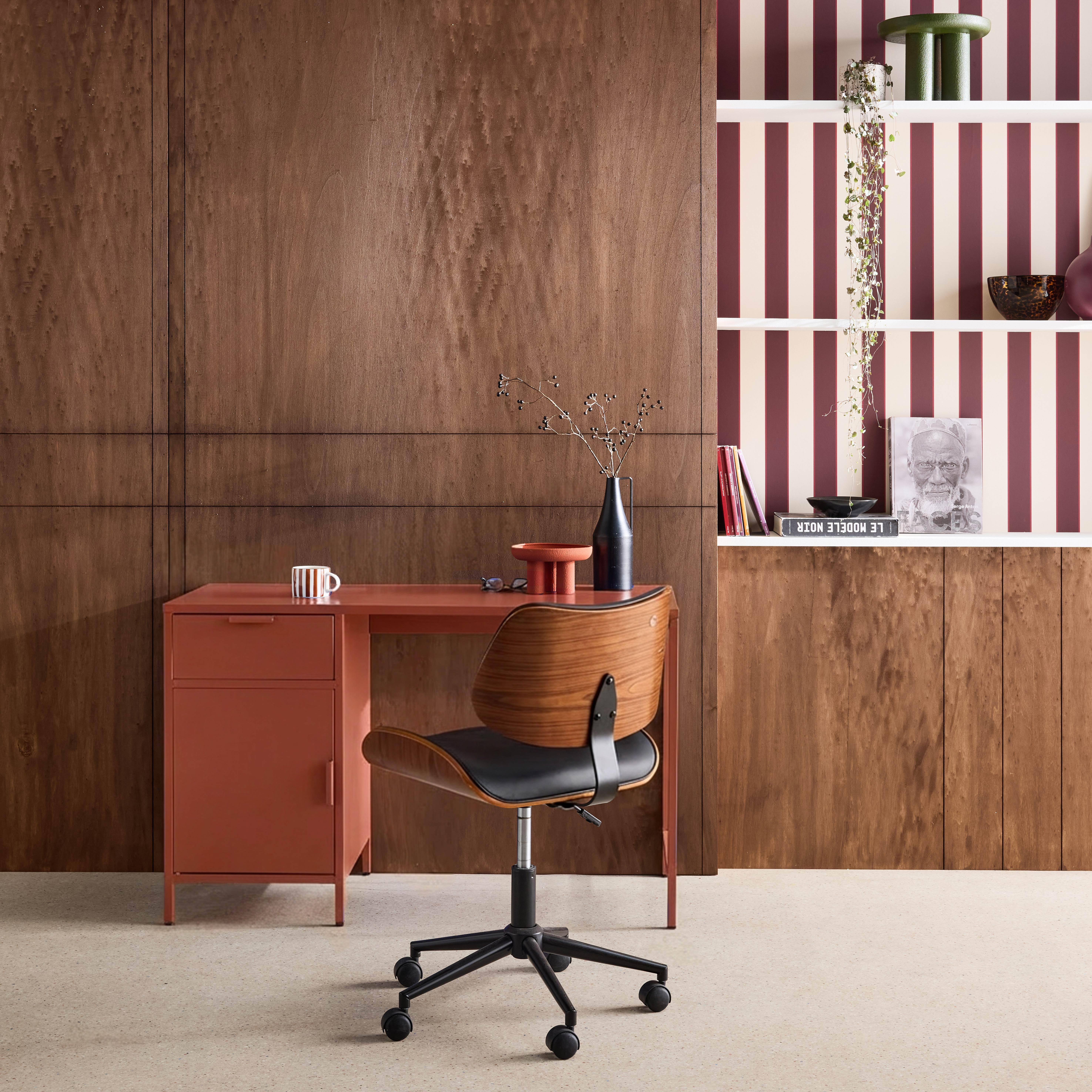 Kinderbureau metaal 1 deur en 1 lade terracotta L 120 x B 50 x H 75 cm - Soho Photo1