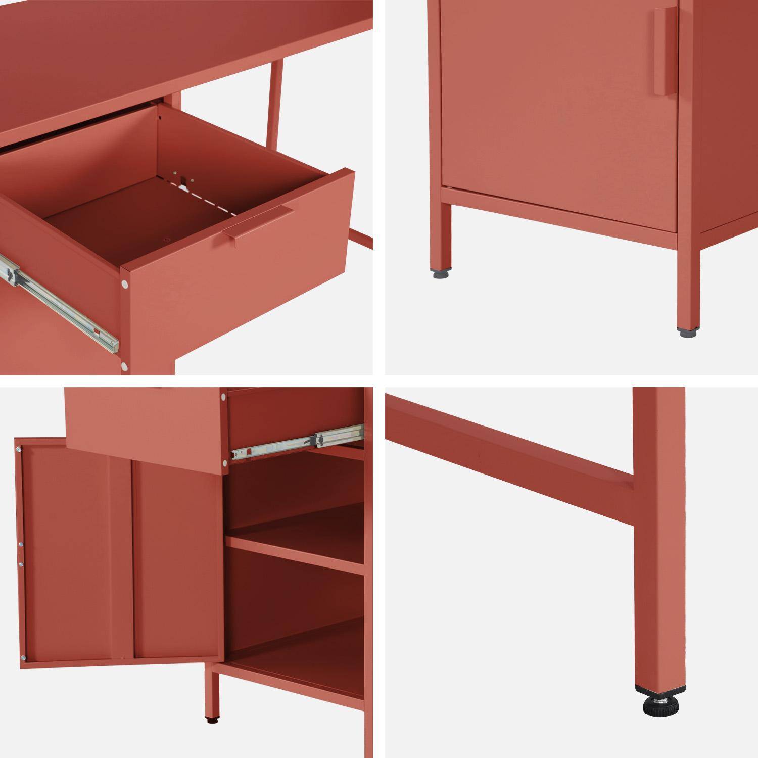 Scrivania per bambini in acciaio laminato, 1 cassetto, Soho, Terracotta, 120x60x75 cm Photo5