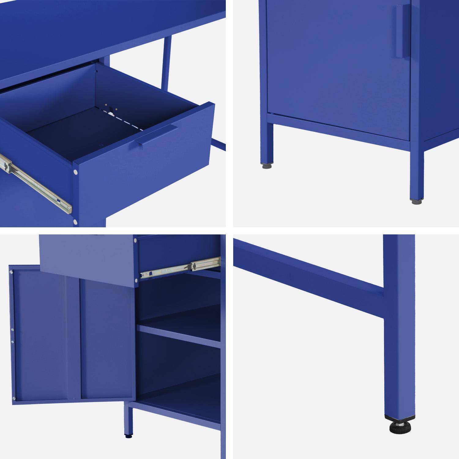 Scrivania per bambini in acciaio laminato, 1 cassetto, Soho, Blu, 120x60x75 cm Photo5