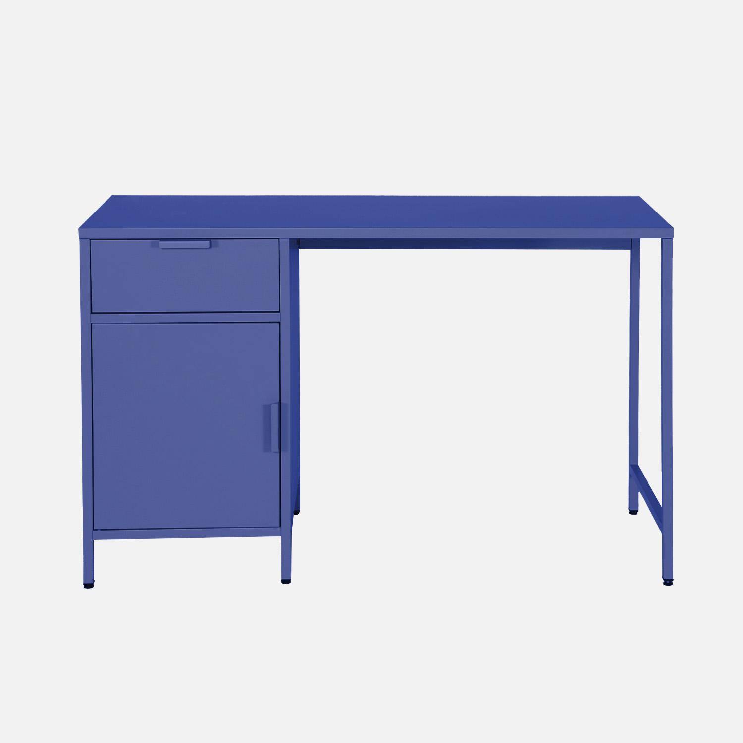 Scrivania per bambini in acciaio laminato, 1 cassetto, Soho, Blu, 120x60x75 cm Photo2