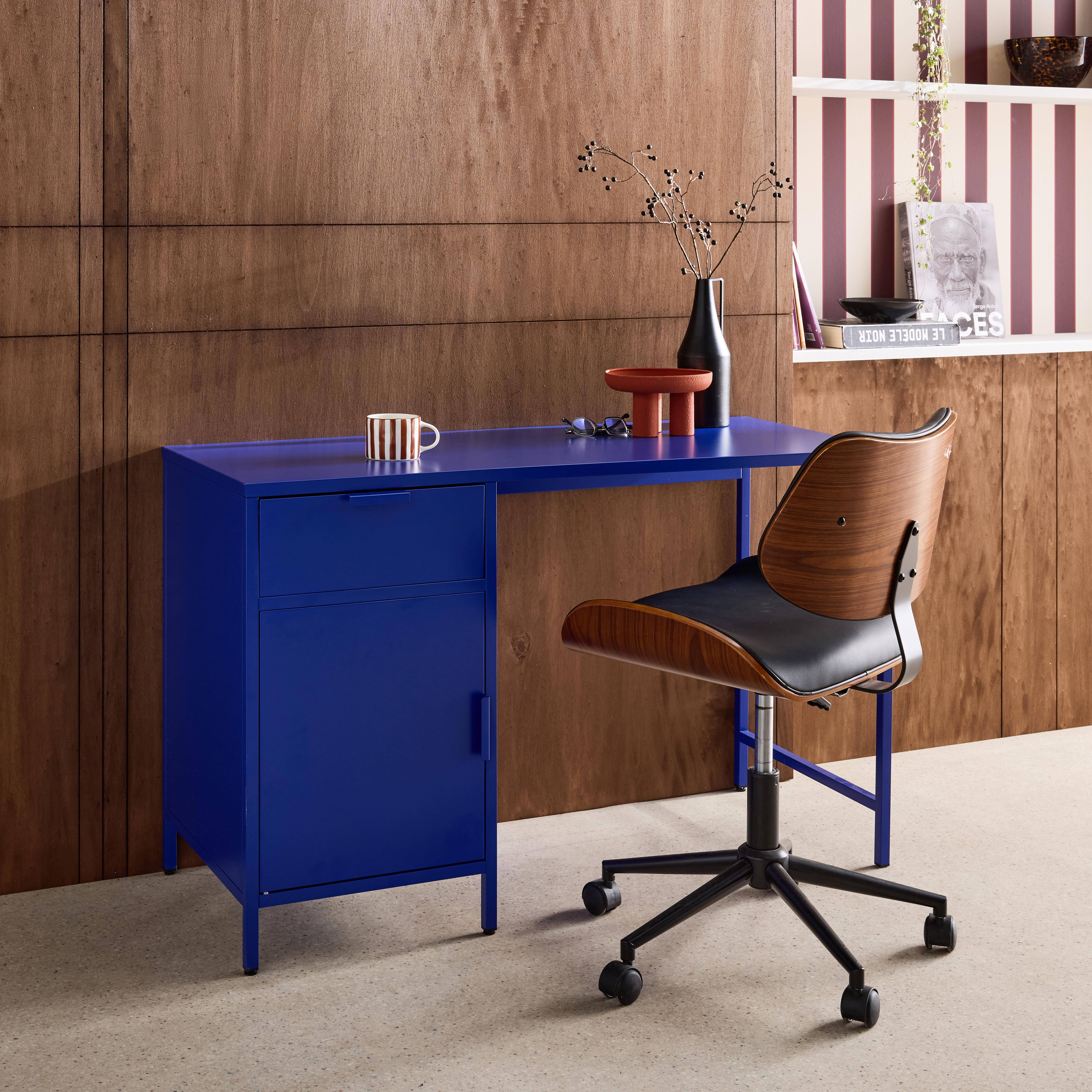 Biurko dziecięce z walcowanej stali, niebieskie, 1 szuflada, dł. 120 x gł. 50 x wys. 75 cm- Soho Photo2