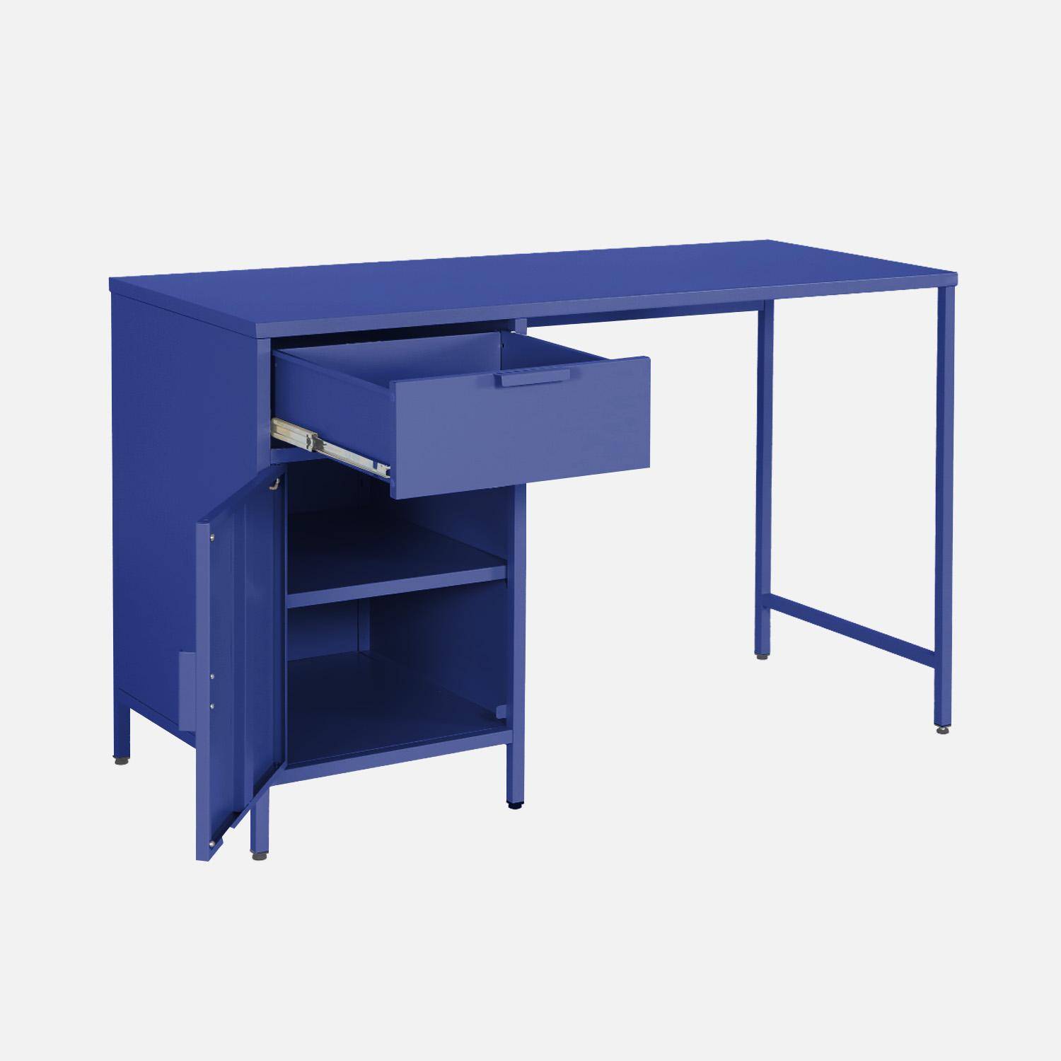 Scrivania per bambini in acciaio laminato, 1 cassetto, Soho, Blu, 120x60x75 cm Photo3