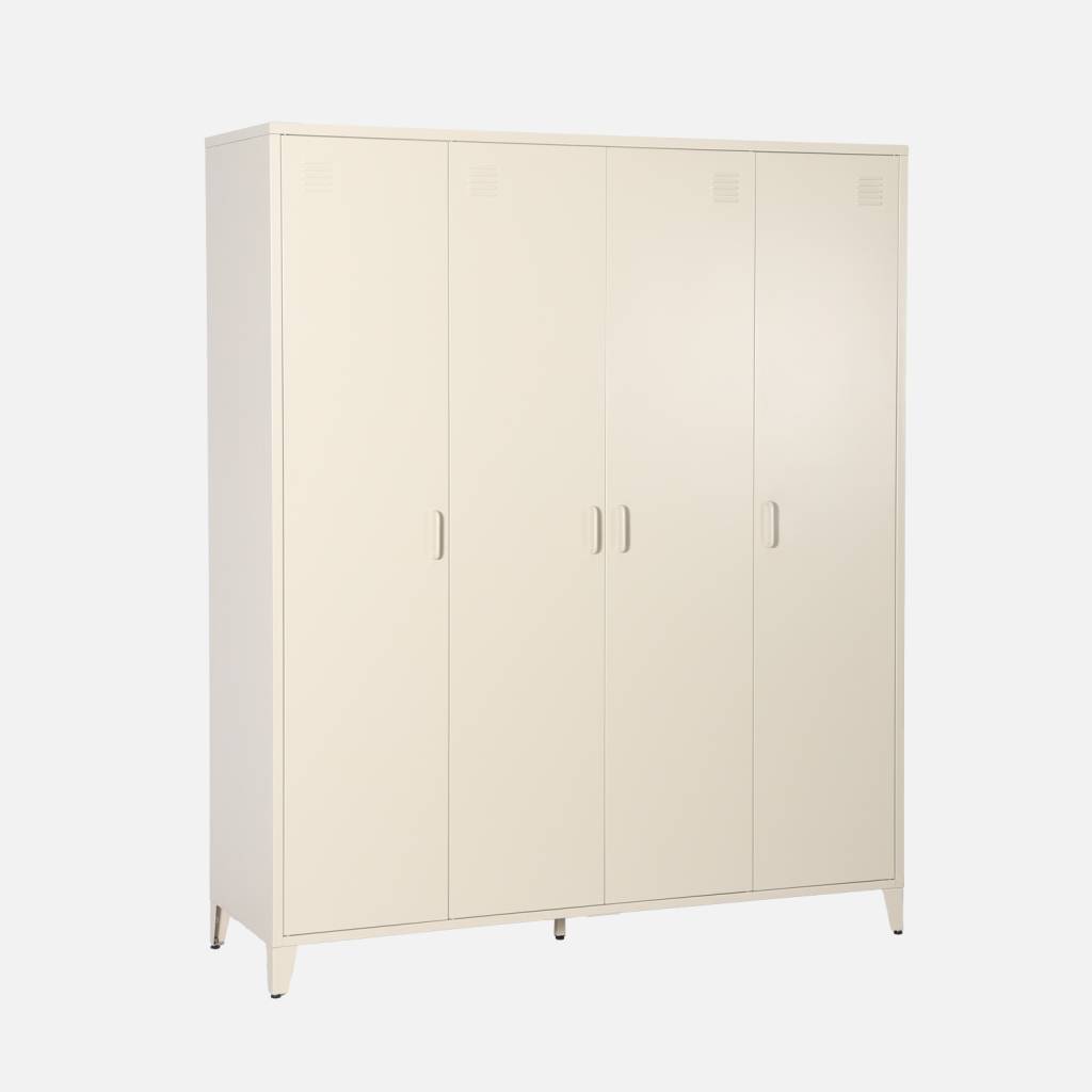 Armadio camera guardaroba industriale in metallo 4 ante, 9 ripiani, 1 appendiabiti, Beige