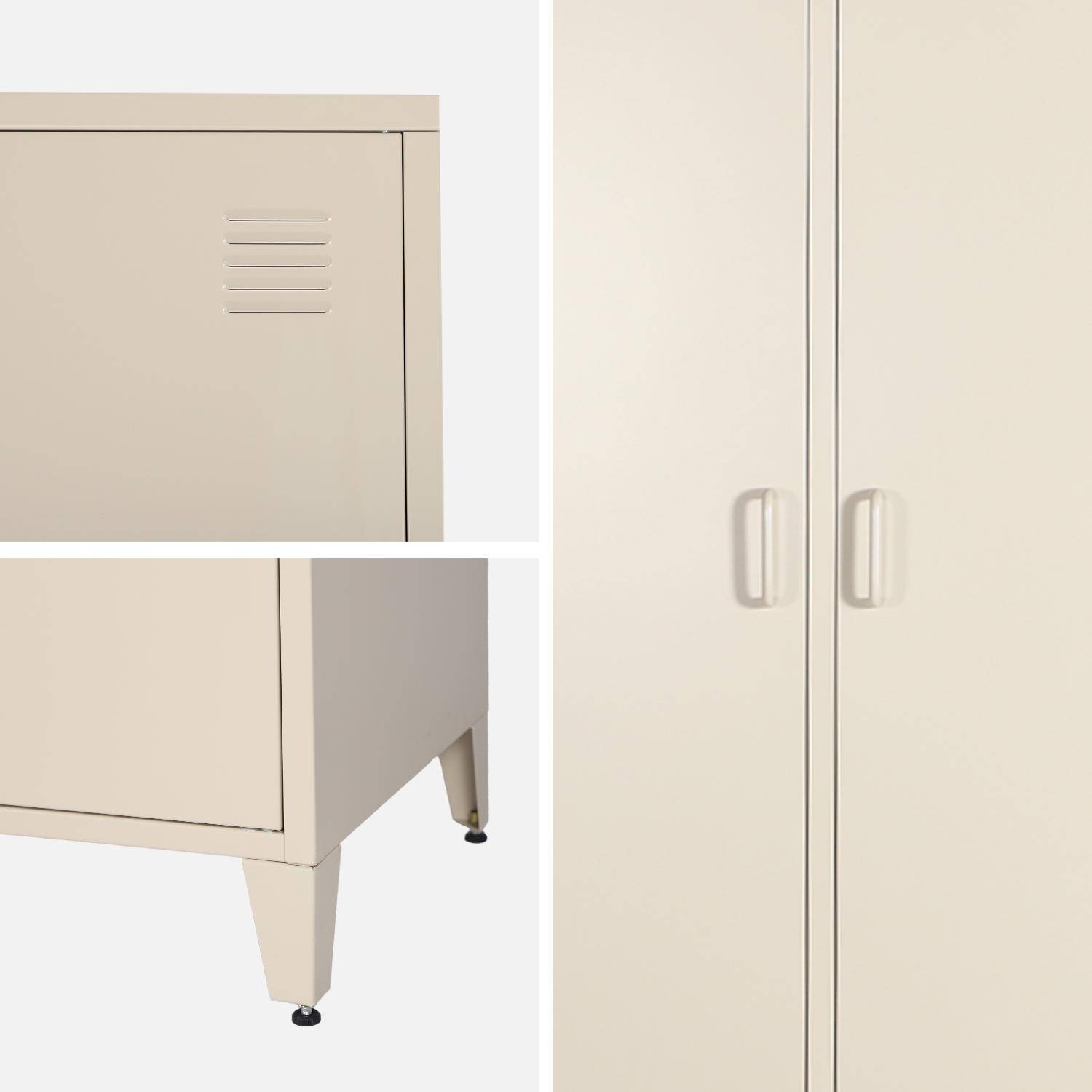 Armadio camera guardaroba industriale in metallo 4 ante, 9 ripiani, 1 appendiabiti, Soho, Beige, 181x150x53 cm,sweeek,Photo4