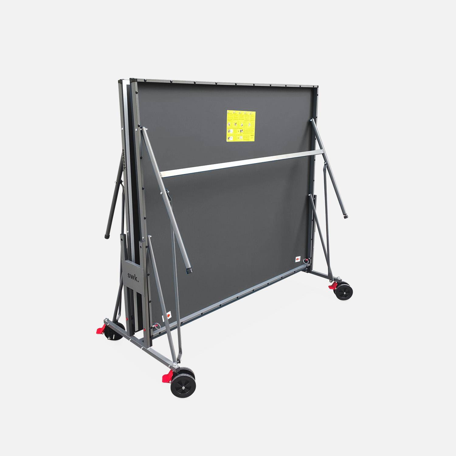 Mesa de ping pong interior plegable con 2 raquetas y 3 pelotas, 274cm Gris - 274x152.5x76 cm,sweeek,Photo4
