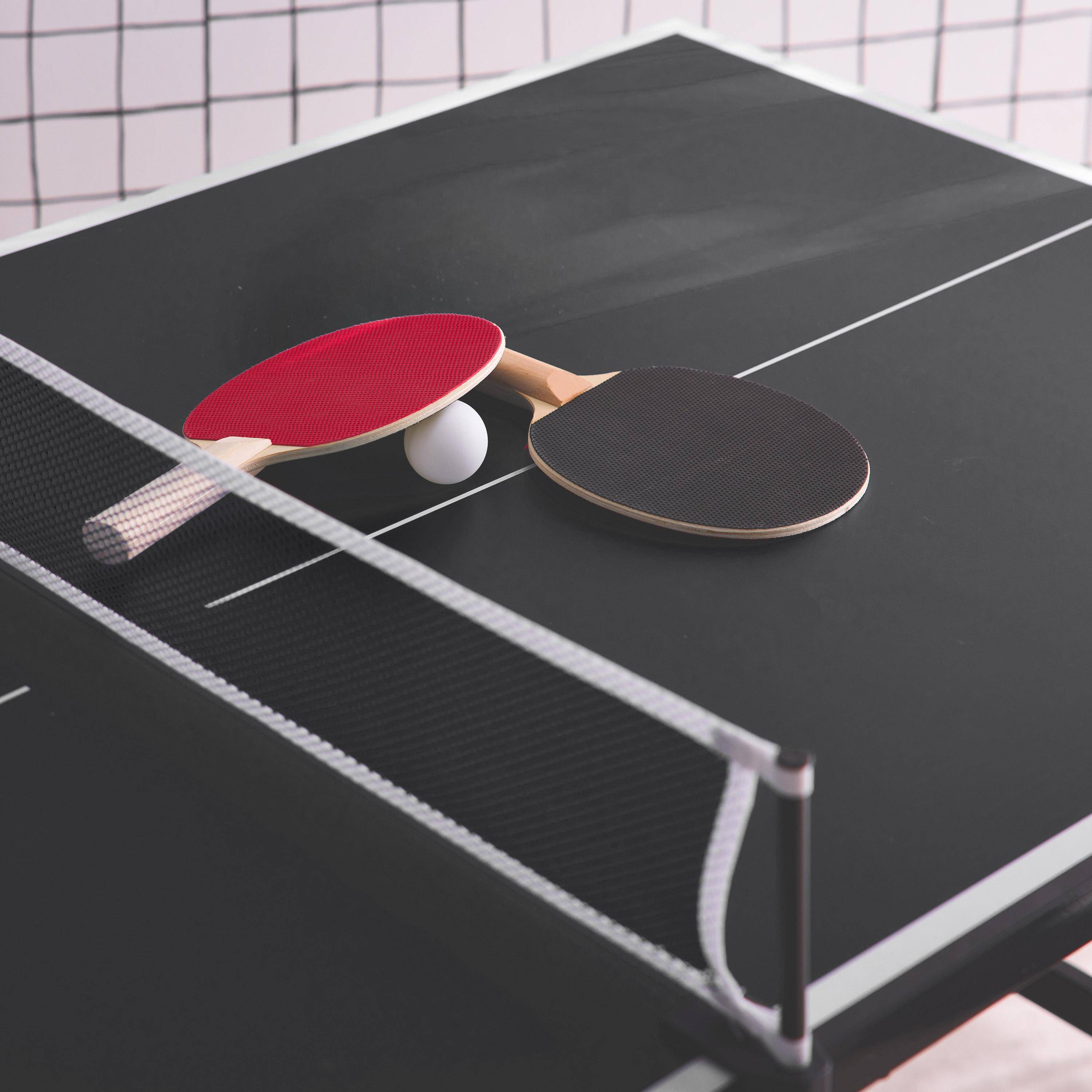 Mini-Tischtennisplatte 150x75 cm - schwarzer Klapptisch Indoor, mit 2 Schlägern und 3 Bällen, für den Innenbereich, zusammengeklappt als Koffer, Tischtennissport Photo2