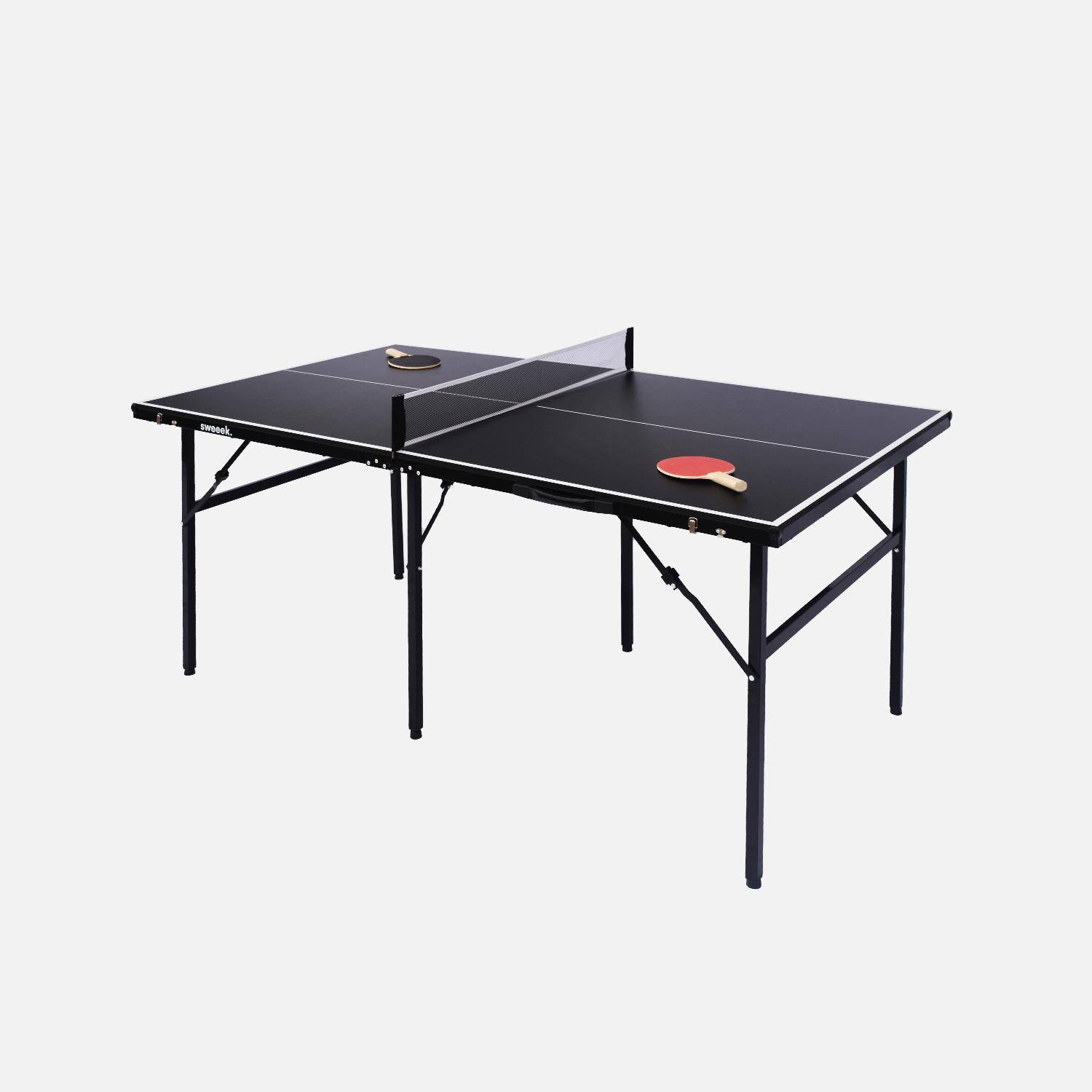 Mesa de ping pong para exteriores mediana con 2 raquetas y 3 pelotas, 180cm, Mesa de ping pong , Negro, 180x102x76 cm Photo2