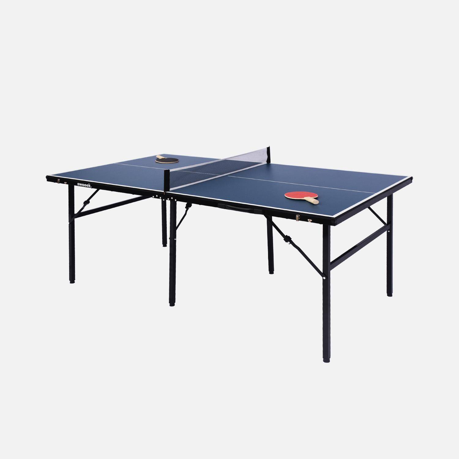 Mesa de ping pong para exteriores mediana con 2 raquetas y 3 pelotas, 180cm, Mesa de ping pong , Azul, 180x102x76 cm Photo2