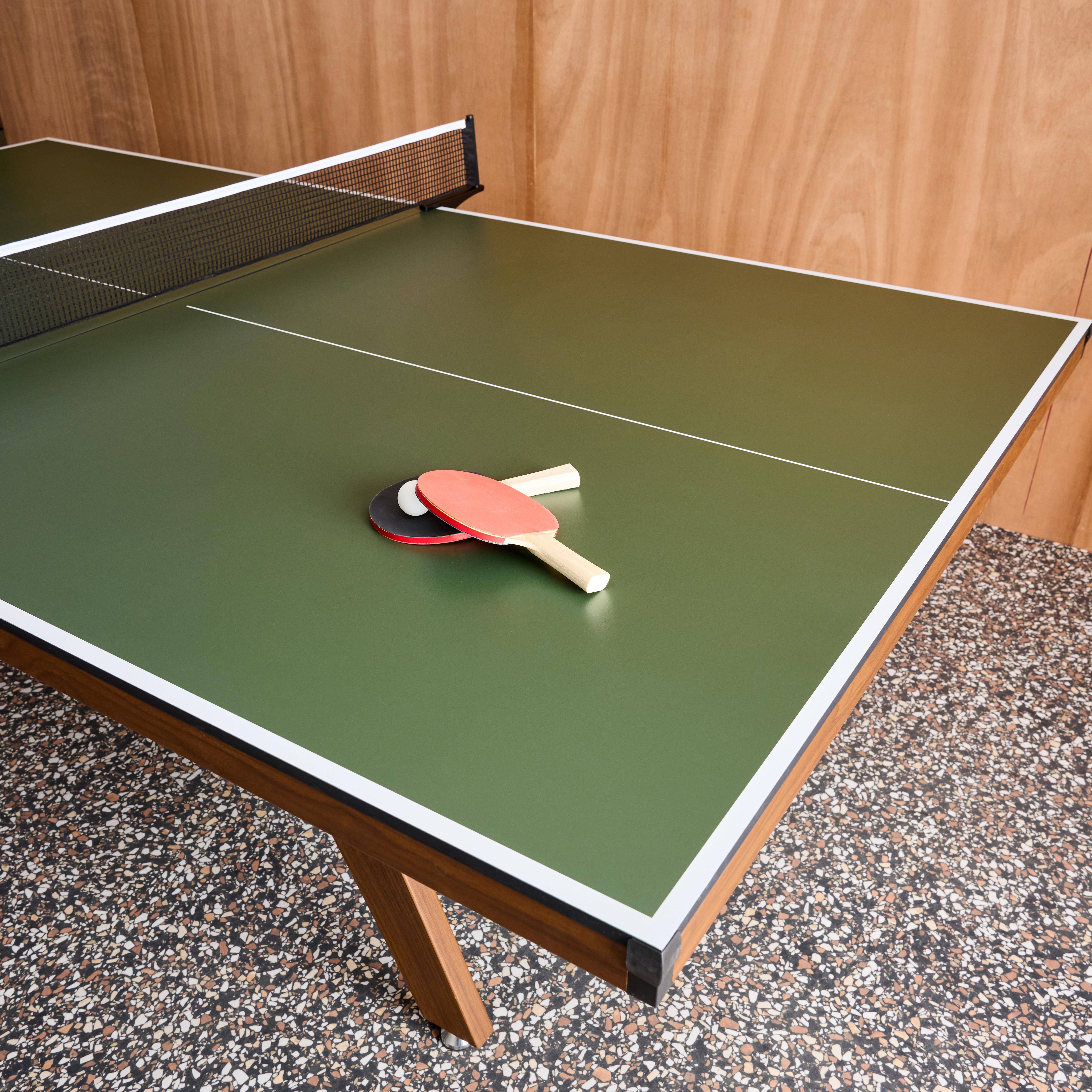 Mesa de ping pong interior deluxe con 2 raquetas y 3 pelotas, 273.5cm Verde kaki - 274x152.5x76 cm Photo2