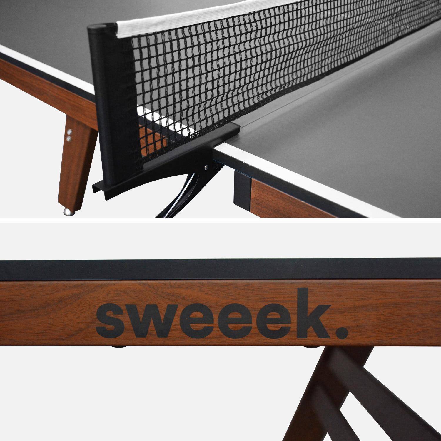 Mesa de ping pong interior deluxe con 2 raquetas y 3 pelotas, Mesa de ping pong deluxe, Gris, 274x152.5x76 cm Photo3