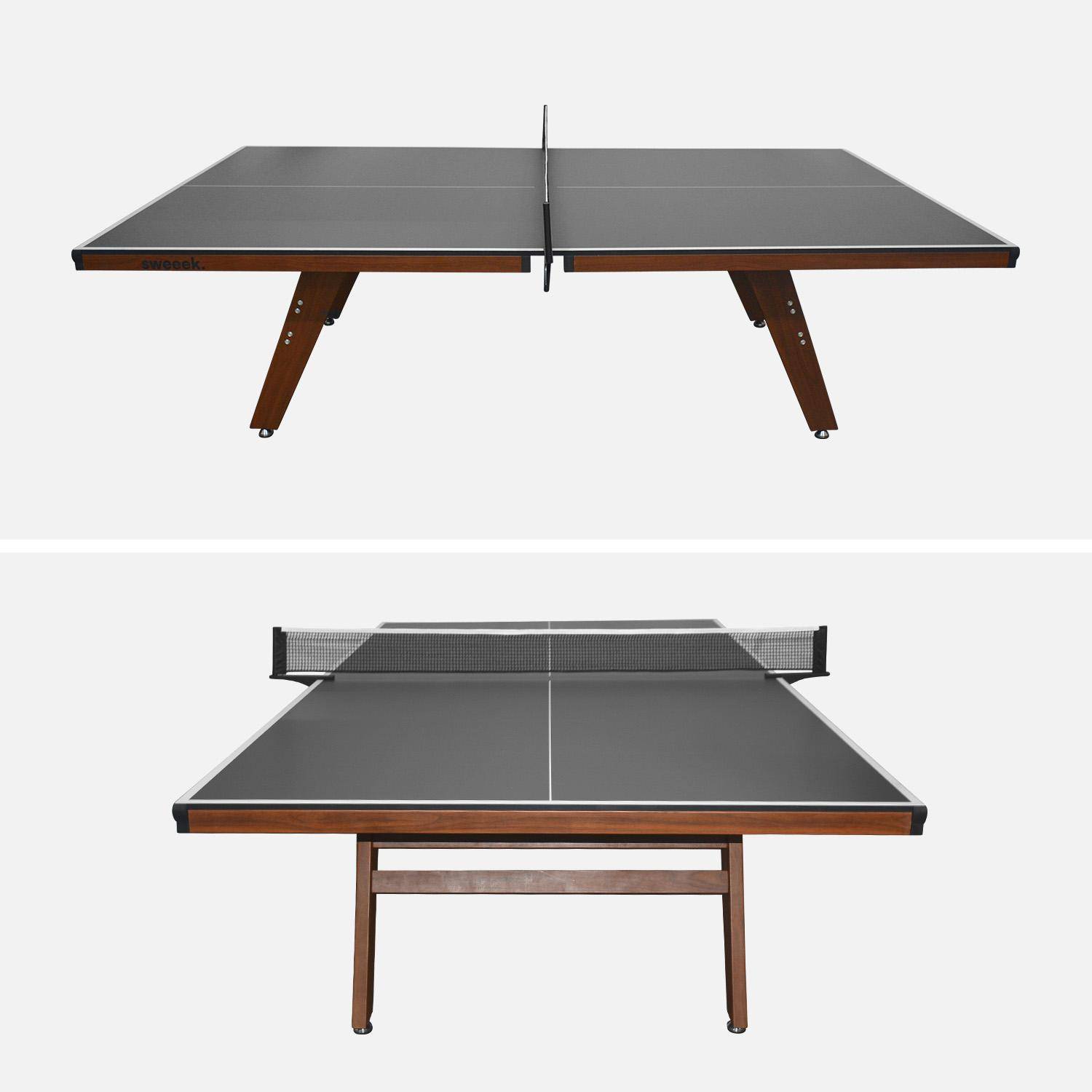 Mesa de ping pong interior deluxe con 2 raquetas y 3 pelotas, Mesa de ping pong deluxe, Gris, 274x152.5x76 cm Photo2