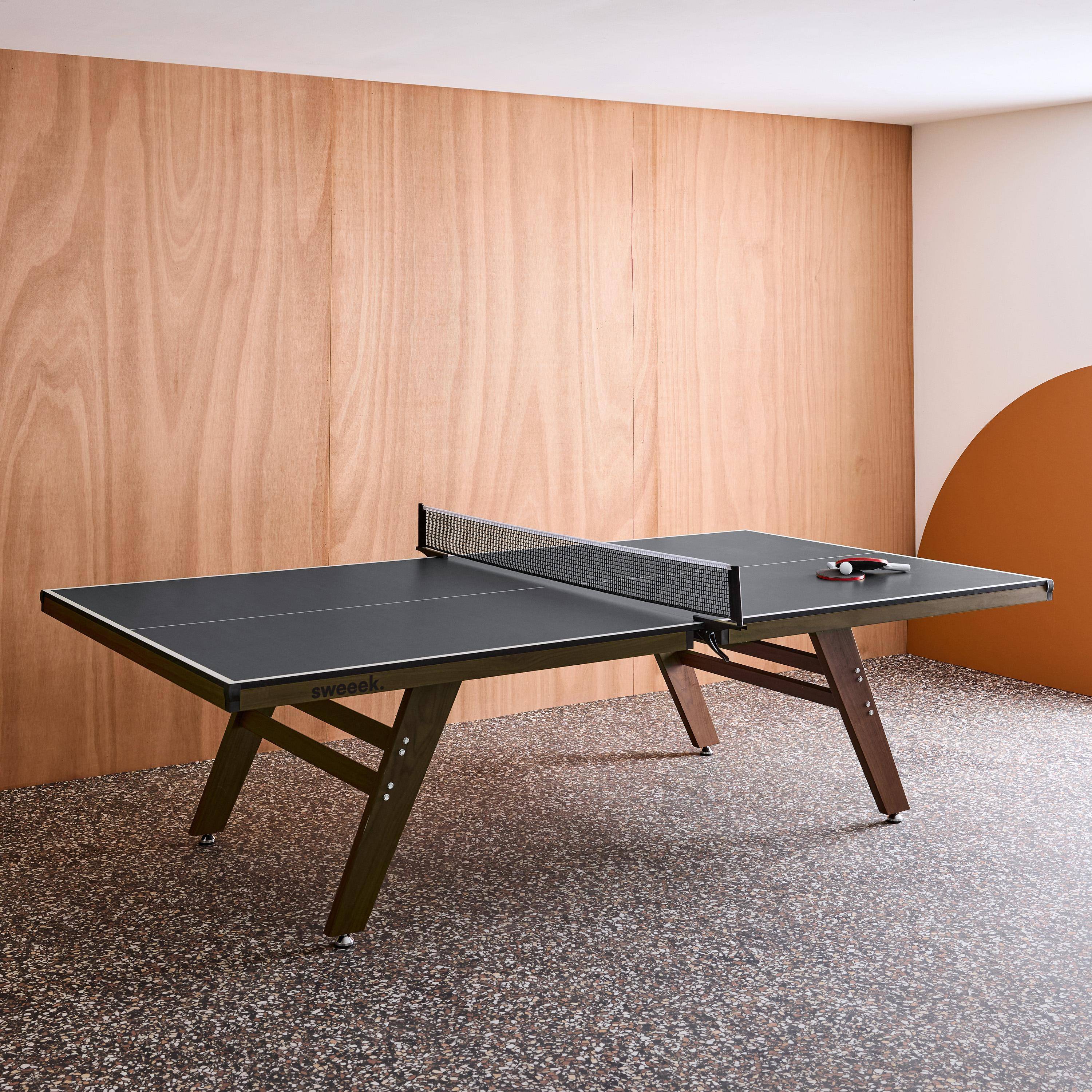 Mesa de ping pong interior deluxe con 2 raquetas y 3 pelotas, 273.5cm Gris - 274x152.5x76 cm Photo4
