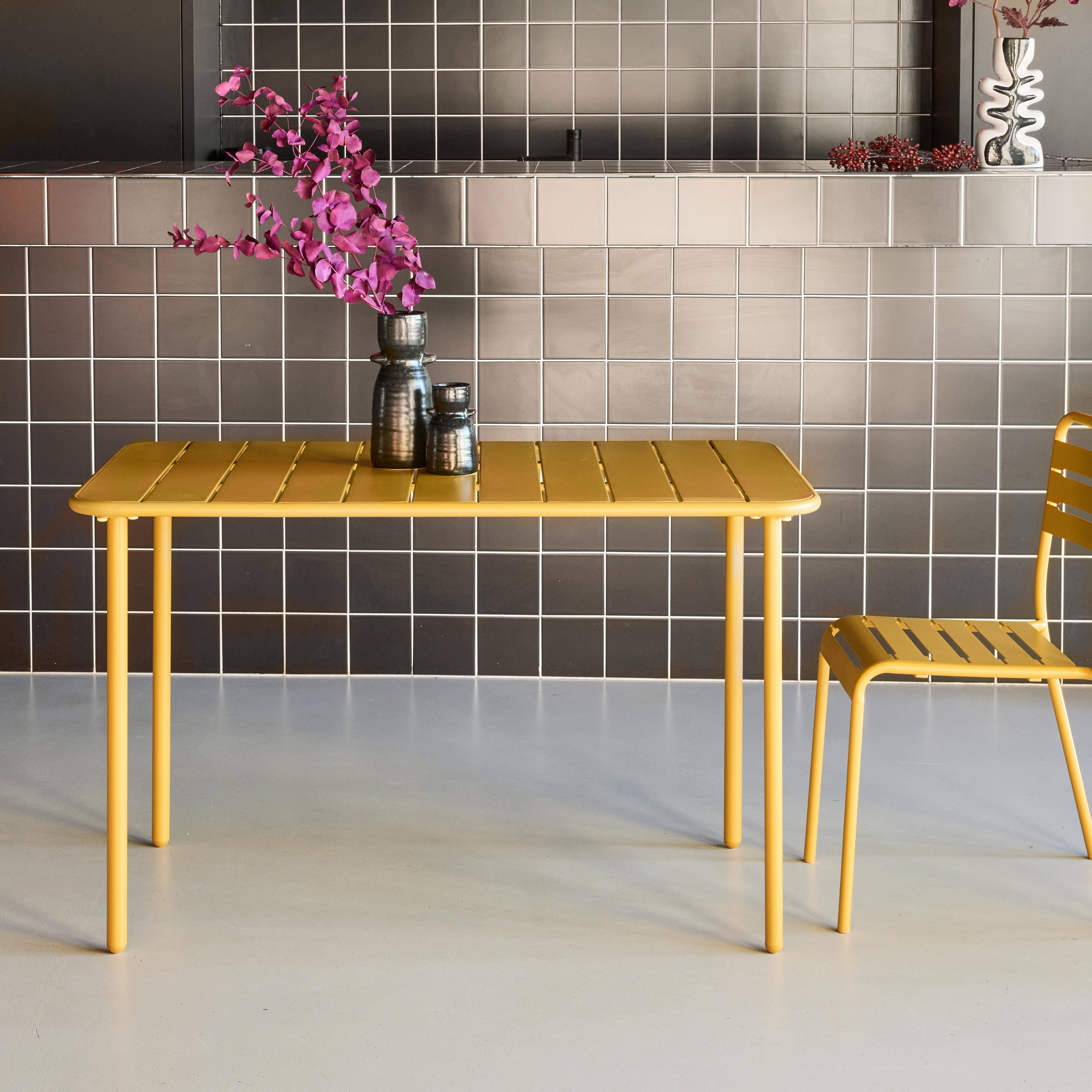 Tavolo da giardino bistrot in metallo a 4 posti, 120cm Ocra - 120x70x72.5 cm,sweeek,Photo2