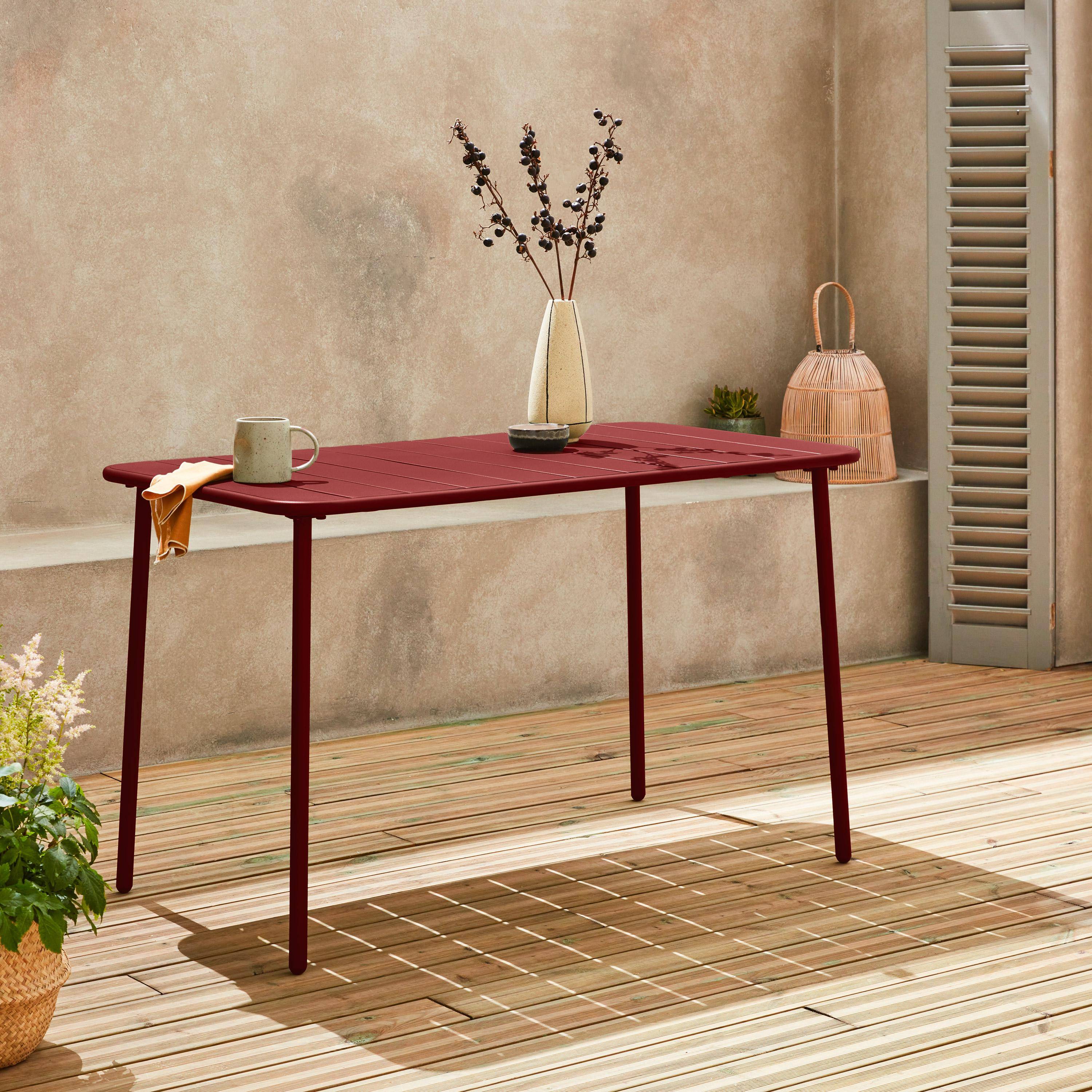 Mesa de jardim metálica de 4 lugares, Amelia 120cm, Terra de siena, 120x70x72.5 cm Photo1