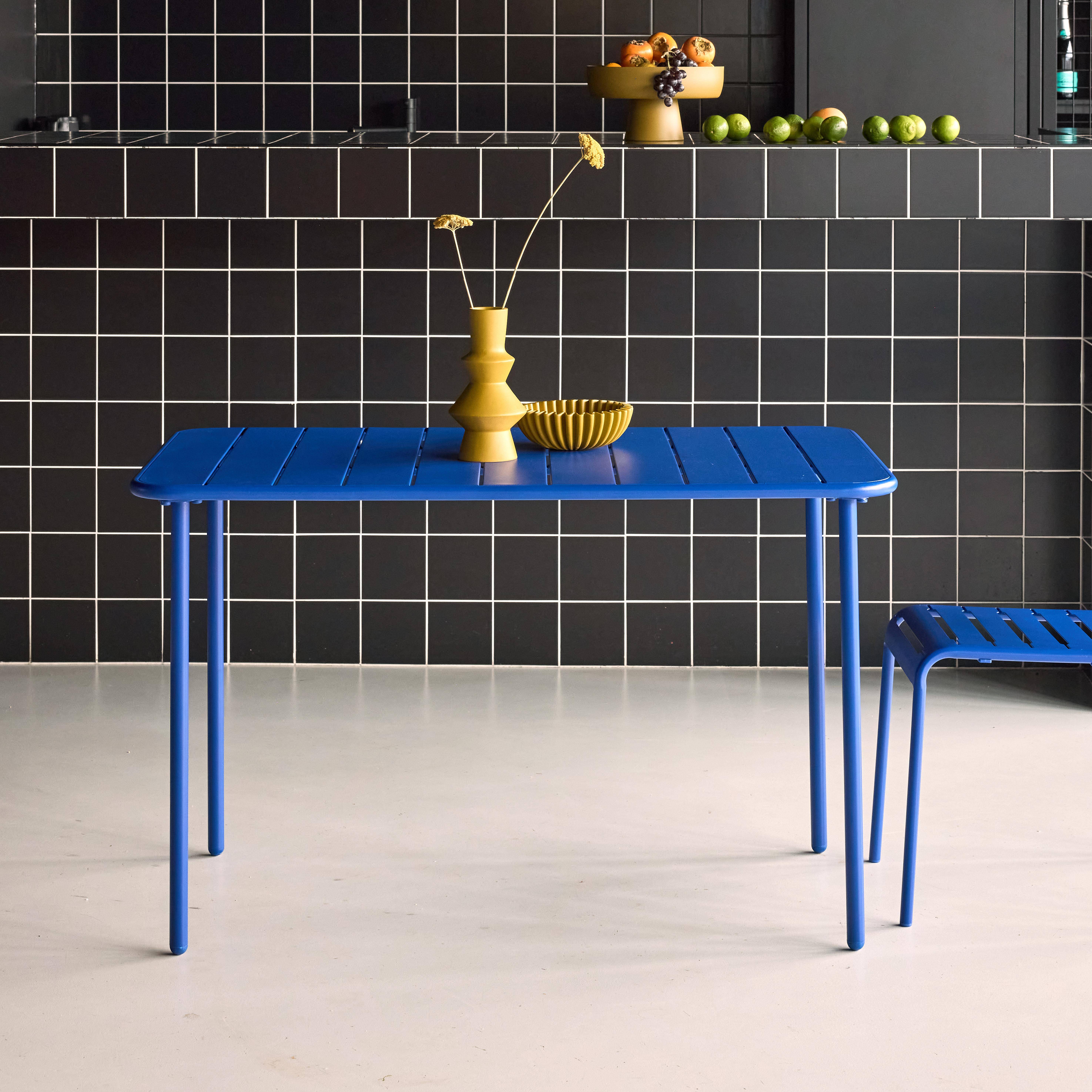 Mesa de jardín metálica de 4 plazas, Amelia 120cm, Azul eléctrico, 120x70x72.5 cm,sweeek,Photo1