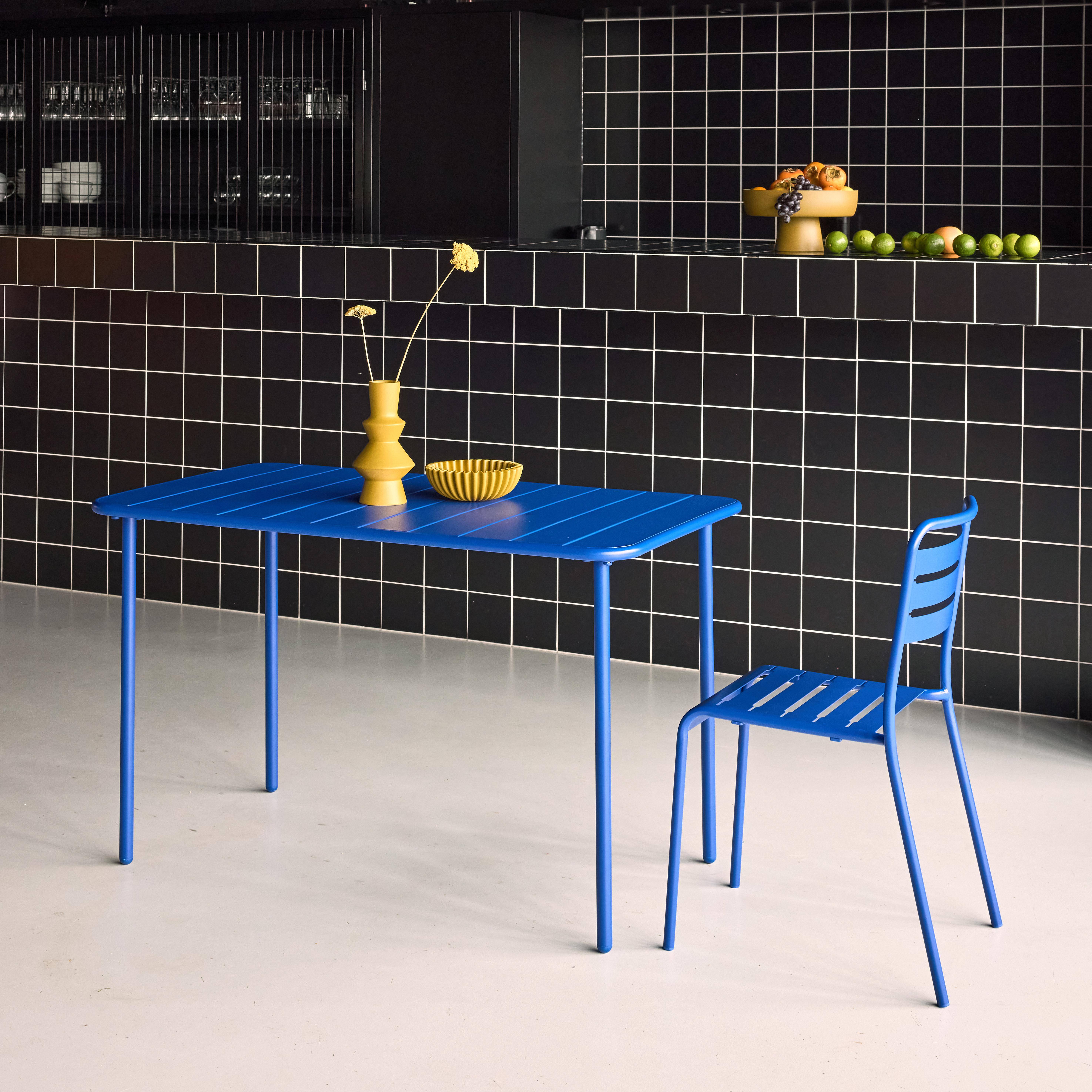 Mesa de jardín metálica de 4 plazas, Amelia 120cm, Azul eléctrico, 120x70x72.5 cm Photo3