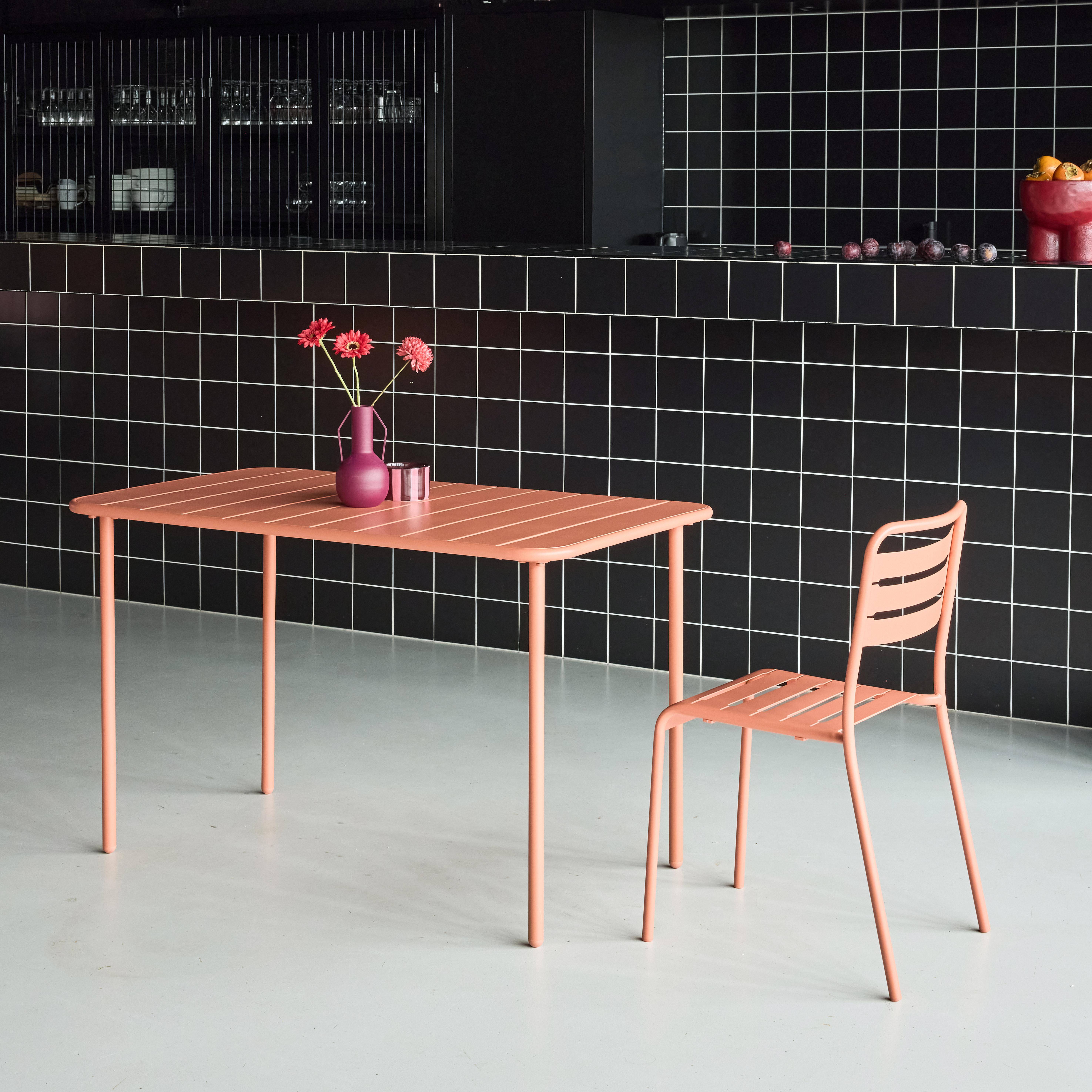 Mesa de jardín metálica de 4 plazas, Amelia 120cm, Rosa tostado, 120x70x72.5 cm,sweeek,Photo2