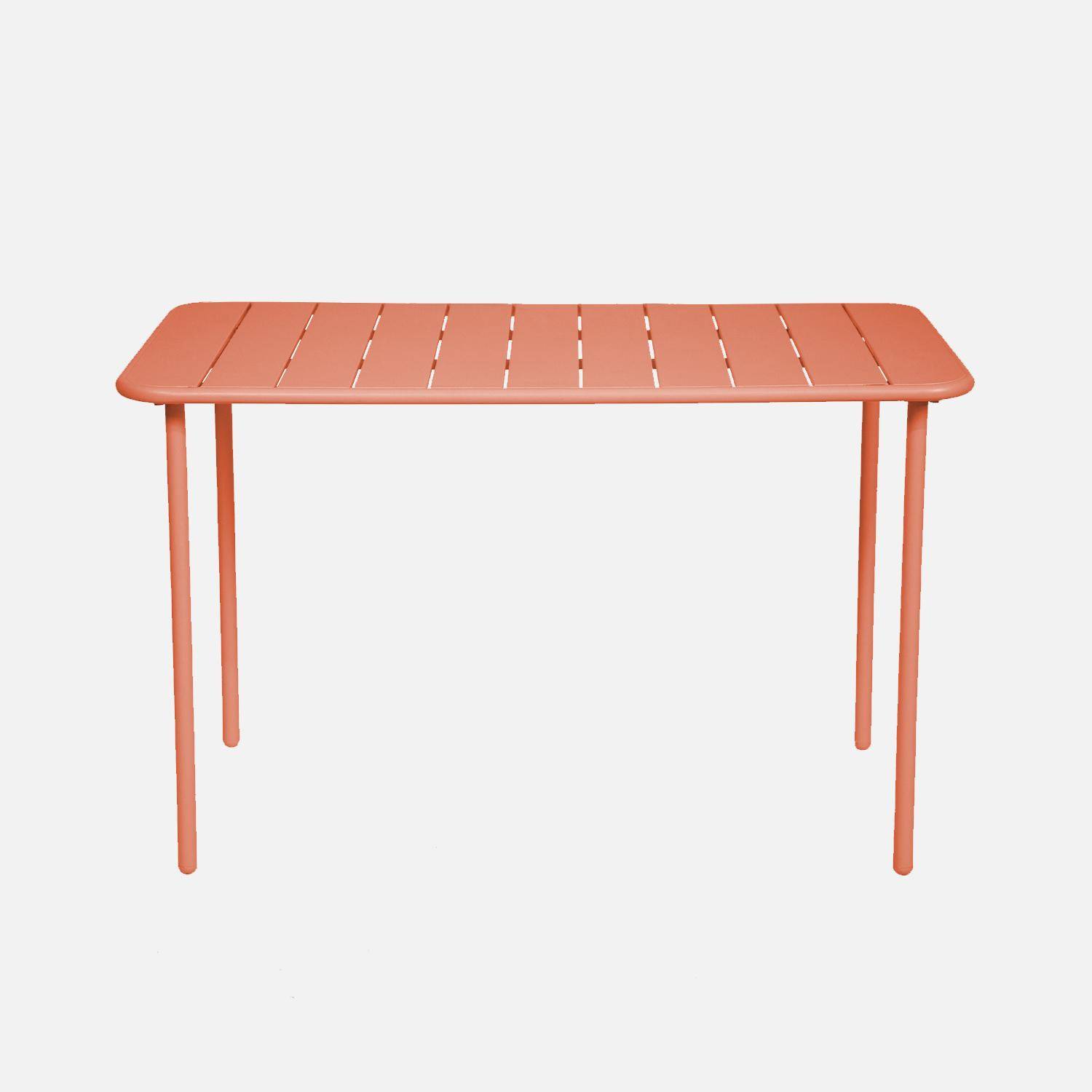 Table de jardin métal 4 places, tomette, Amelia, 120x70cm, traitement antirouille, lattes et bords arrondis ,sweeek,Photo3