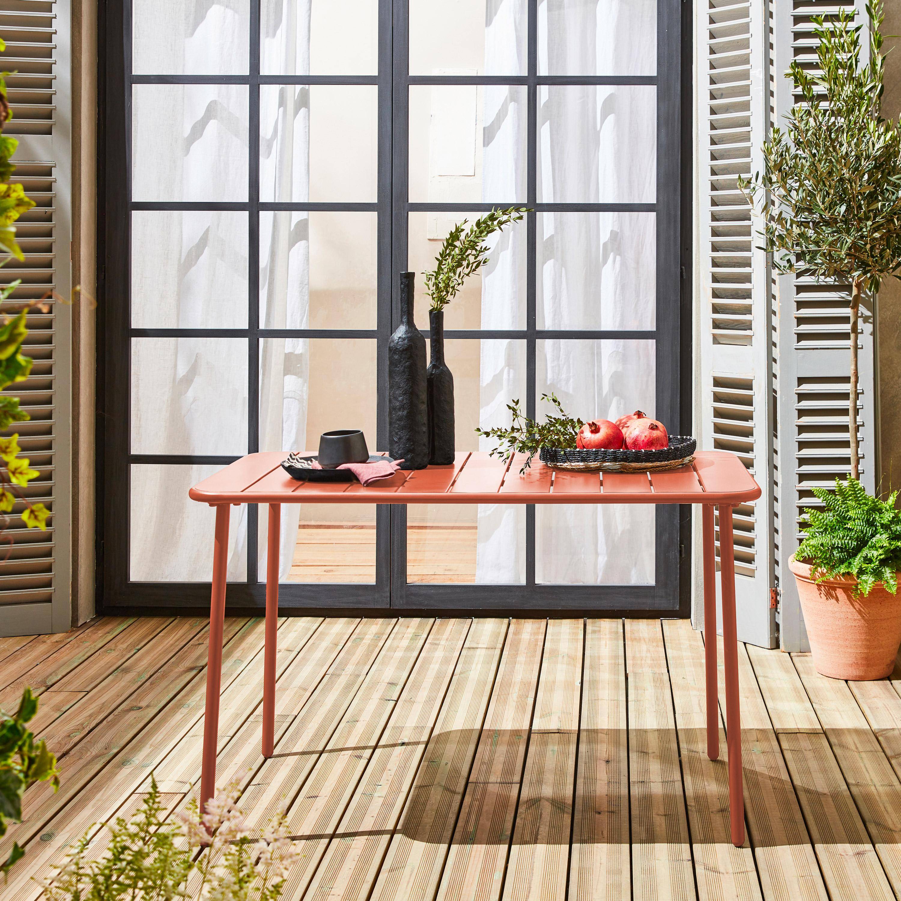 Tavolo da giardino bistrot in metallo a 4 posti, 120cm Rosa tostato - 120x70x72.5 cm Photo1