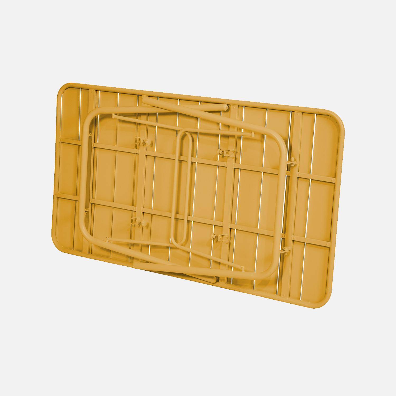 Table de jardin pliante métal 6 places, ocre, Amelia, 140x80cm, traitement antirouille, lattes et bords arrondis,sweeek,Photo5