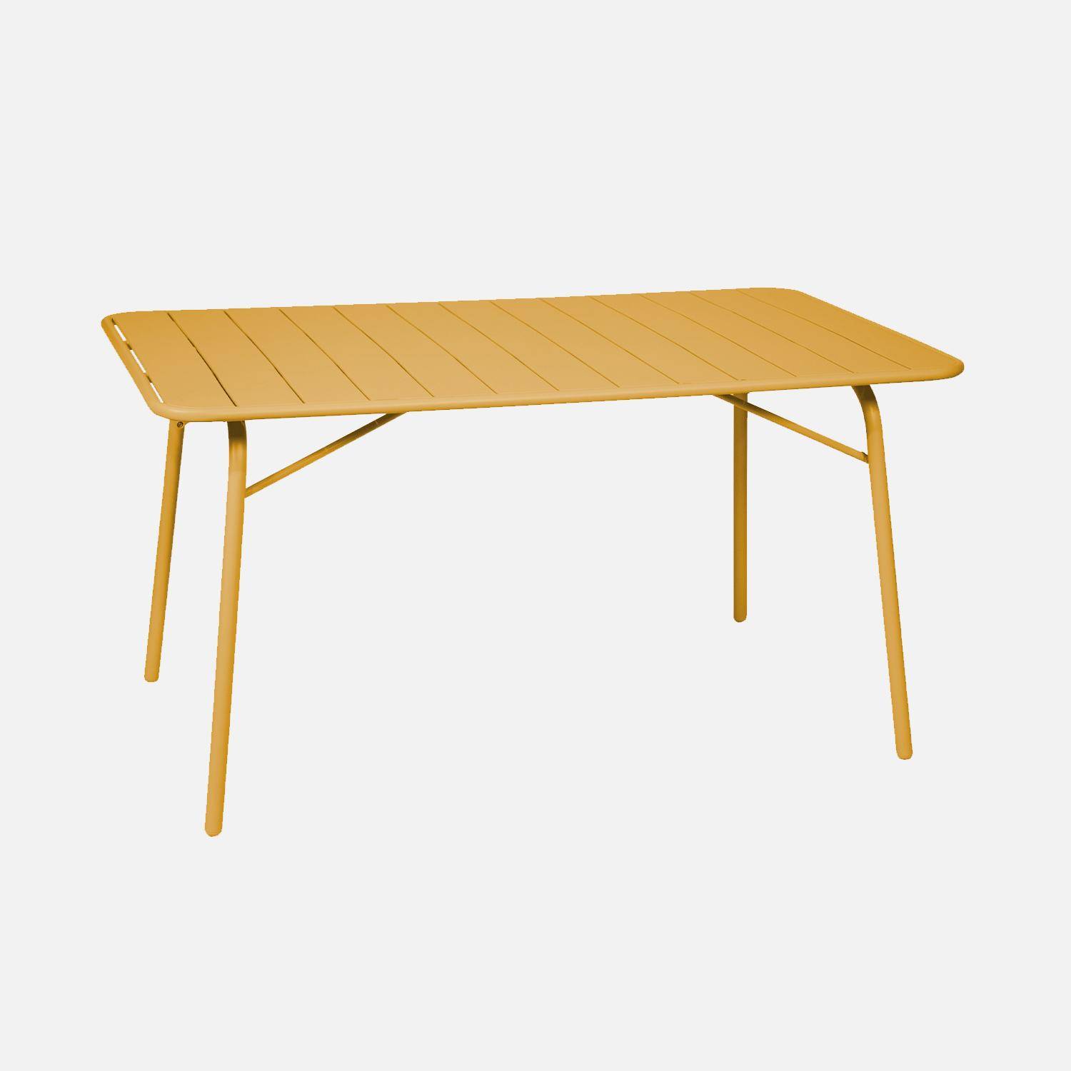 Mesa de jardín plegable de metal  140cm, 6 plazas Ocre - 141.2x80x72.5 cm,sweeek,Photo5