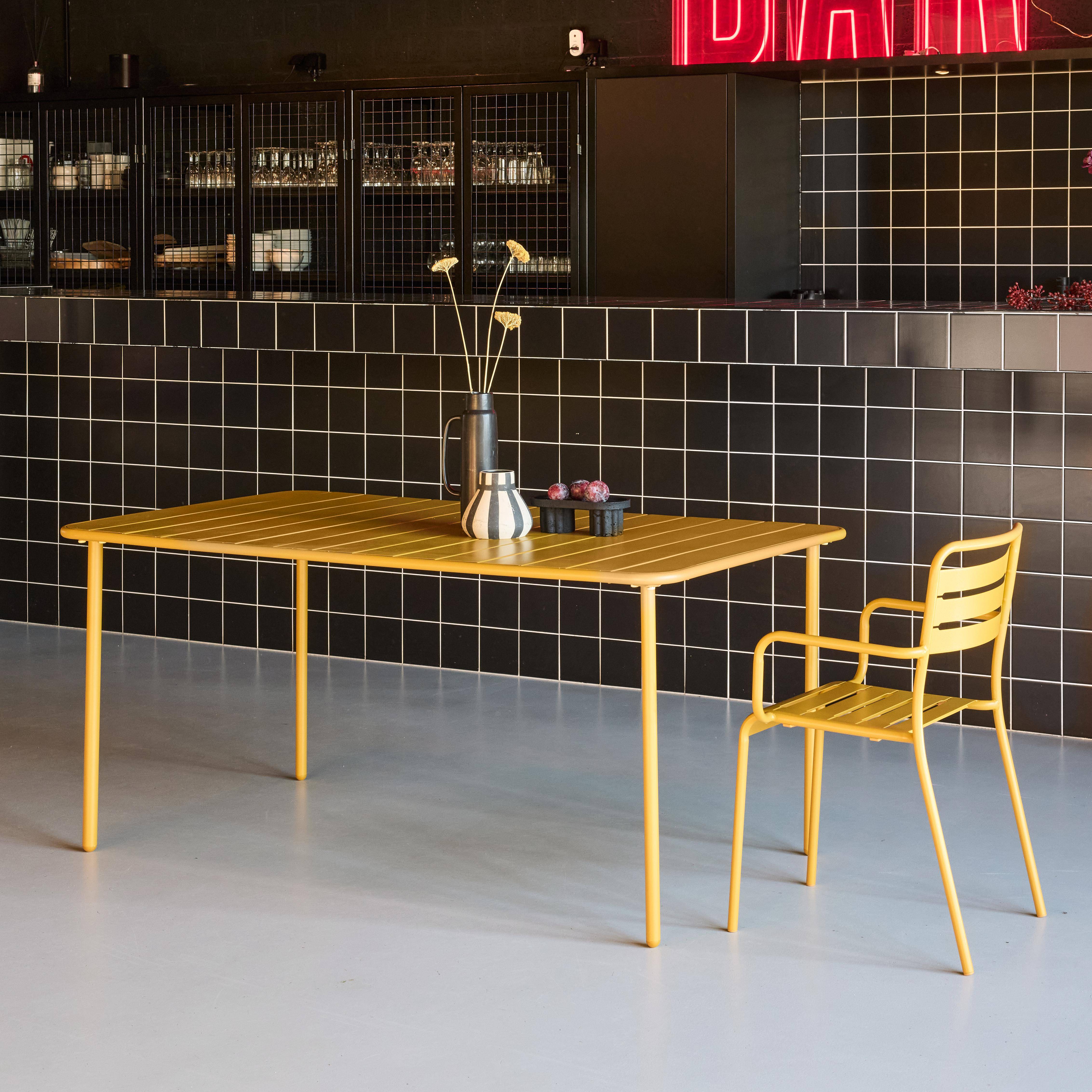 Table de jardin métal 6-8 places, ocre, Amelia, 160x90x72,5cm  Photo2