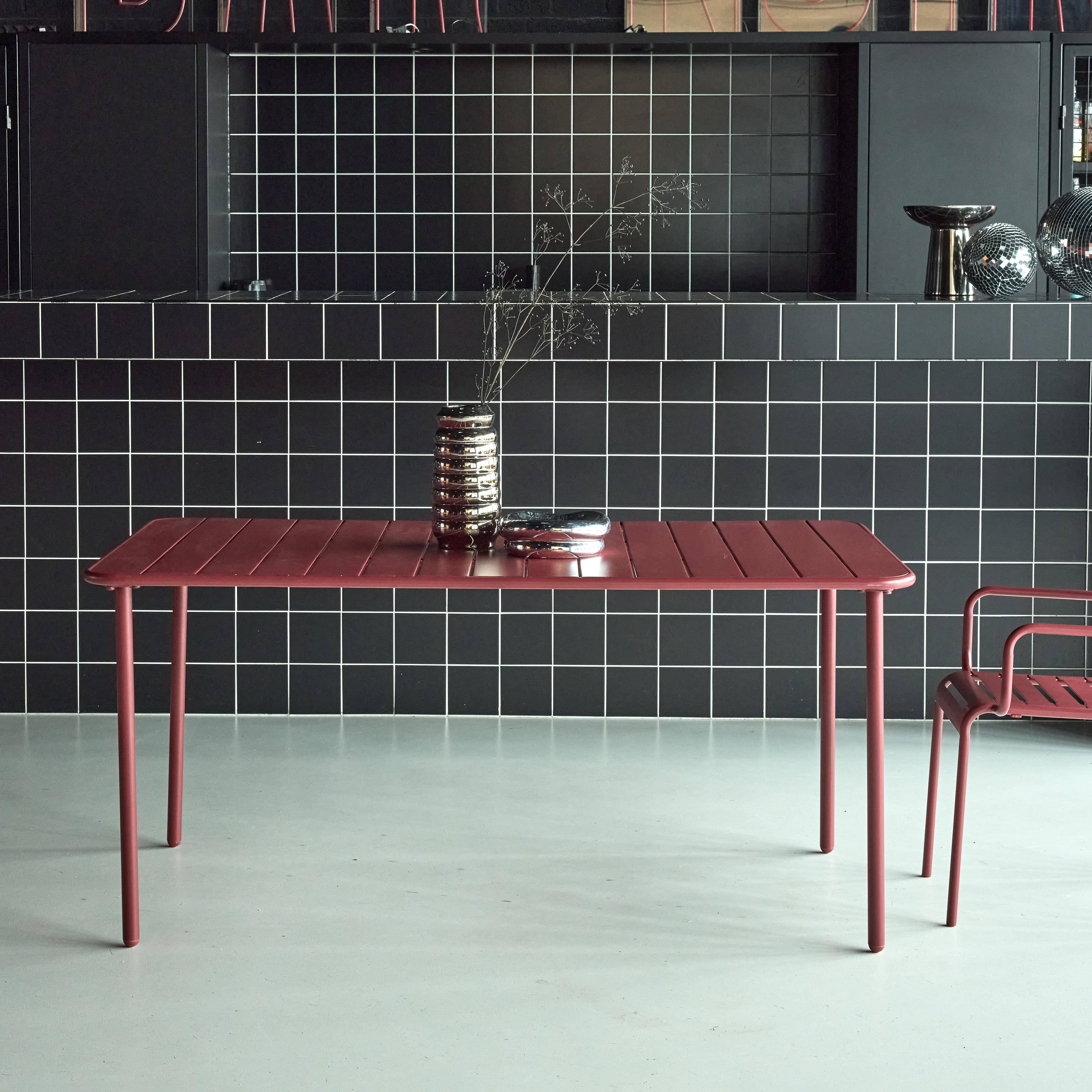 Table de jardin métal 6-8 places, terre de sienne, Amelia, 160x90x72,5cm ,sweeek,Photo1