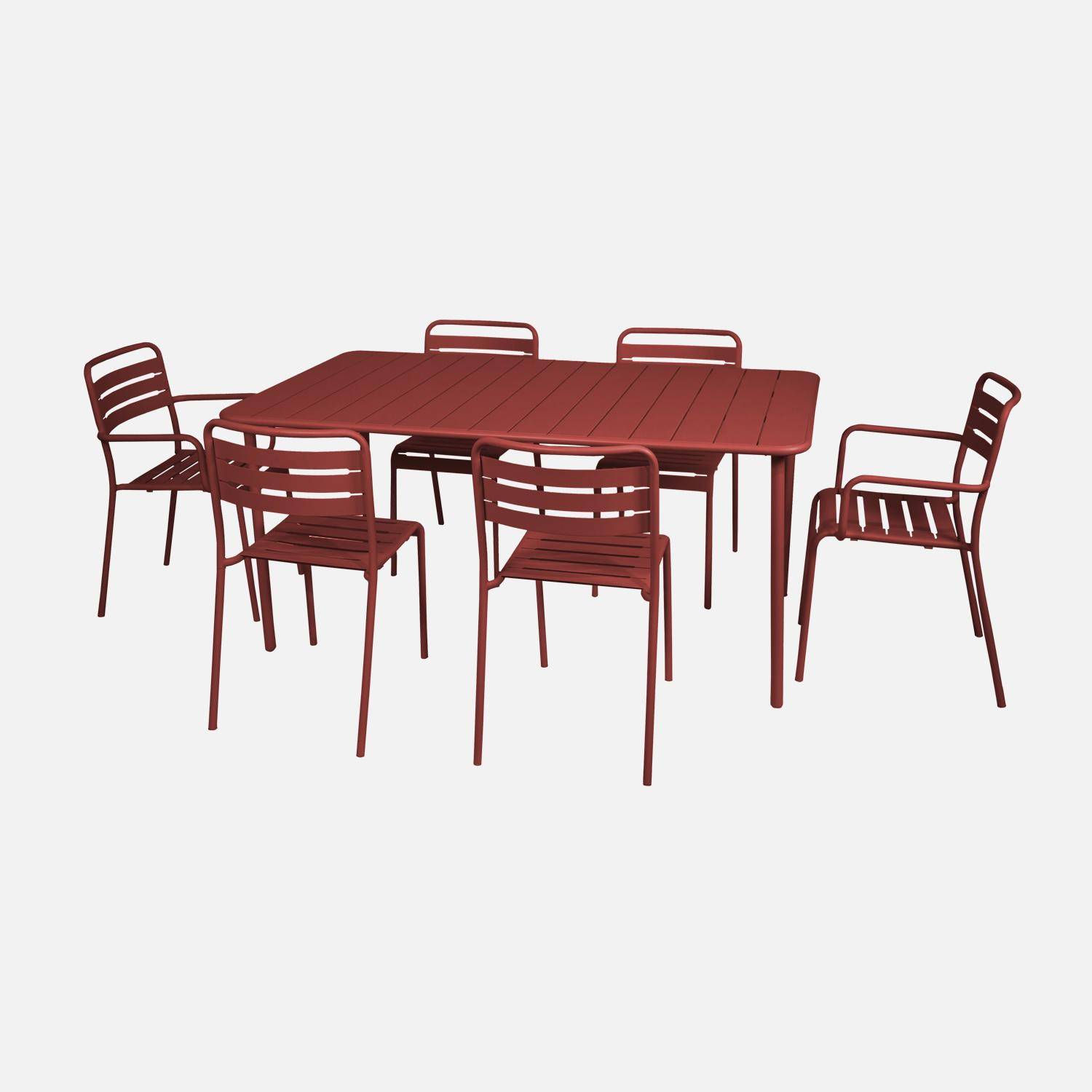 Table de jardin métal 6-8 places, terre de sienne, Amelia, 160x90x72,5cm  Photo4