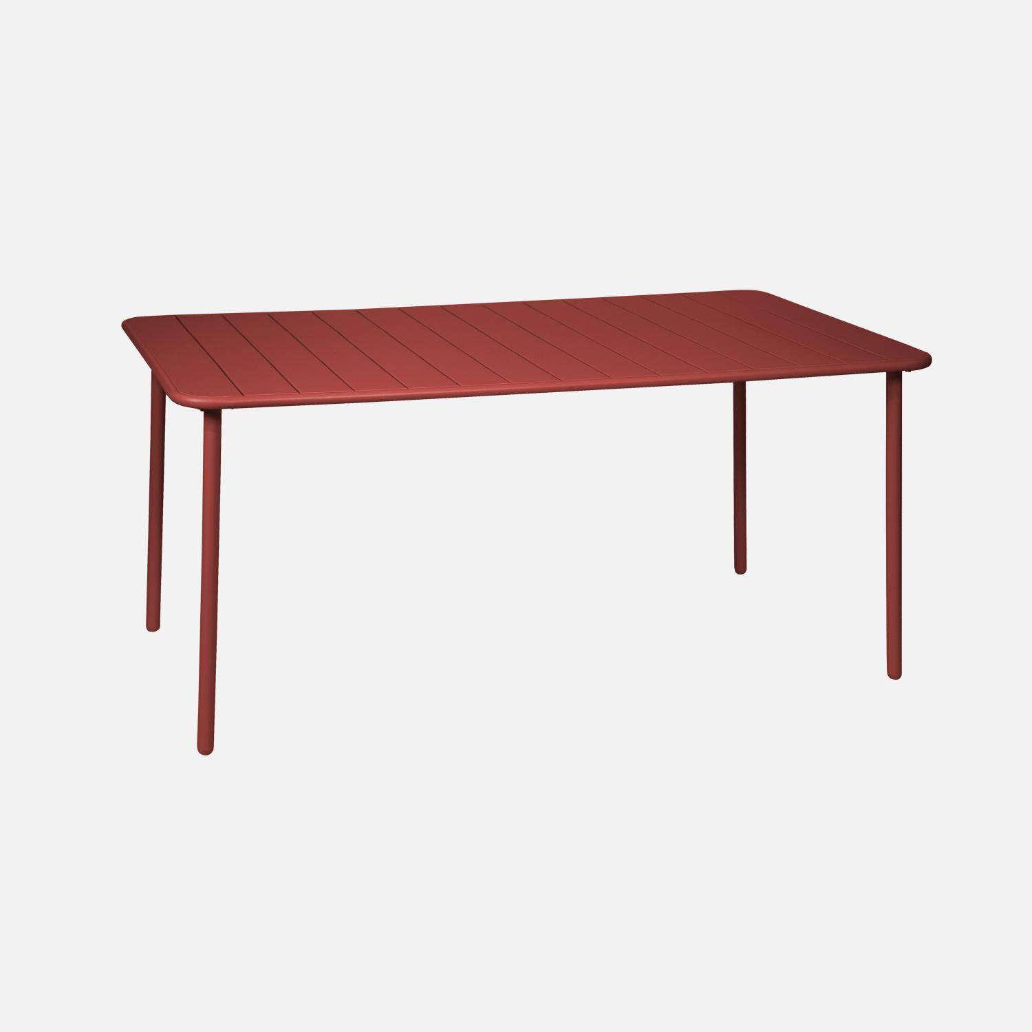 Table de jardin métal 6-8 places, terre de sienne, Amelia, 160x90x72,5cm  Photo3
