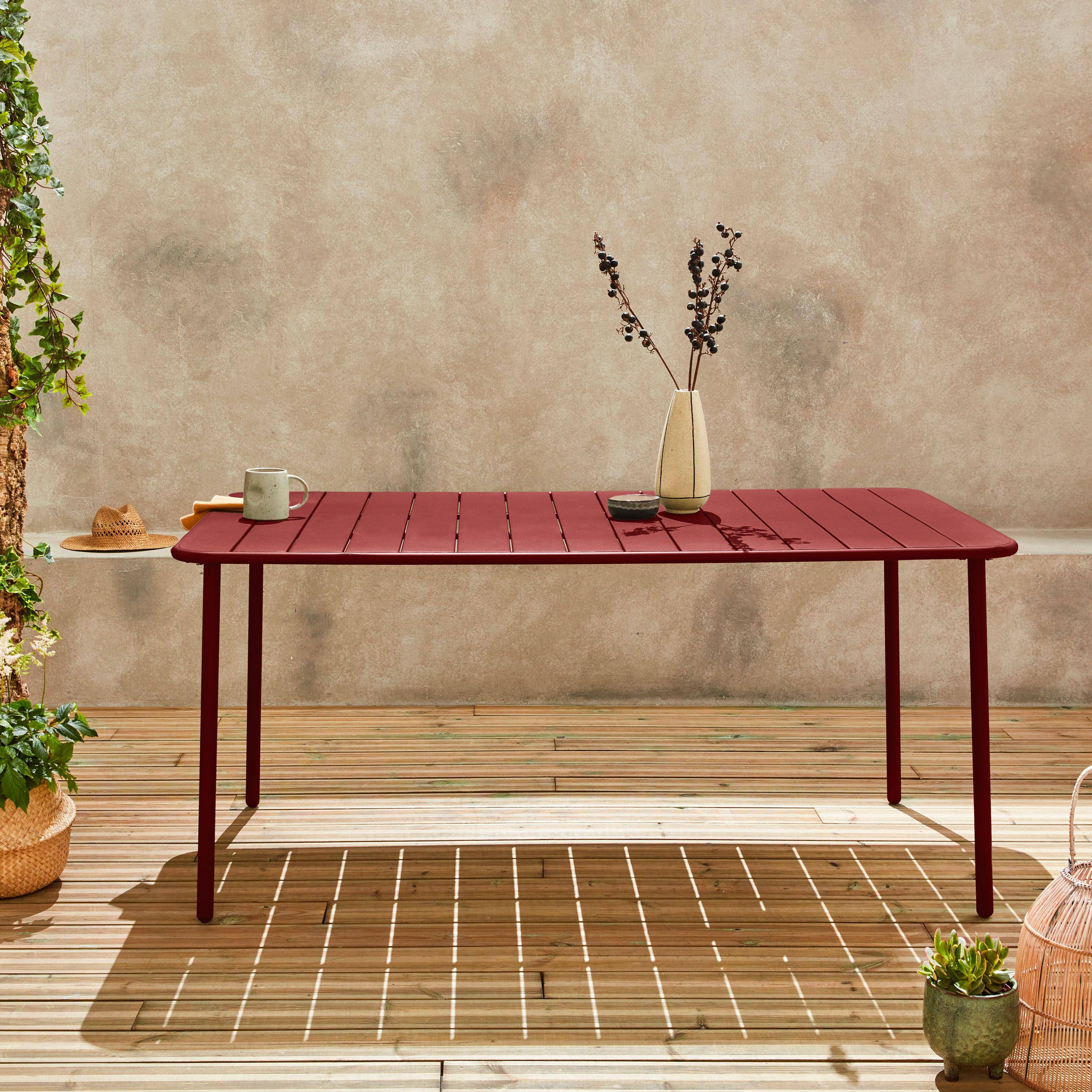 Metalowy stół ogrodowy na 6-8 osób, kolor ziemi sieneńskiej, Amelia, 160 x 90 x 72,5 cm,sweeek,Photo1