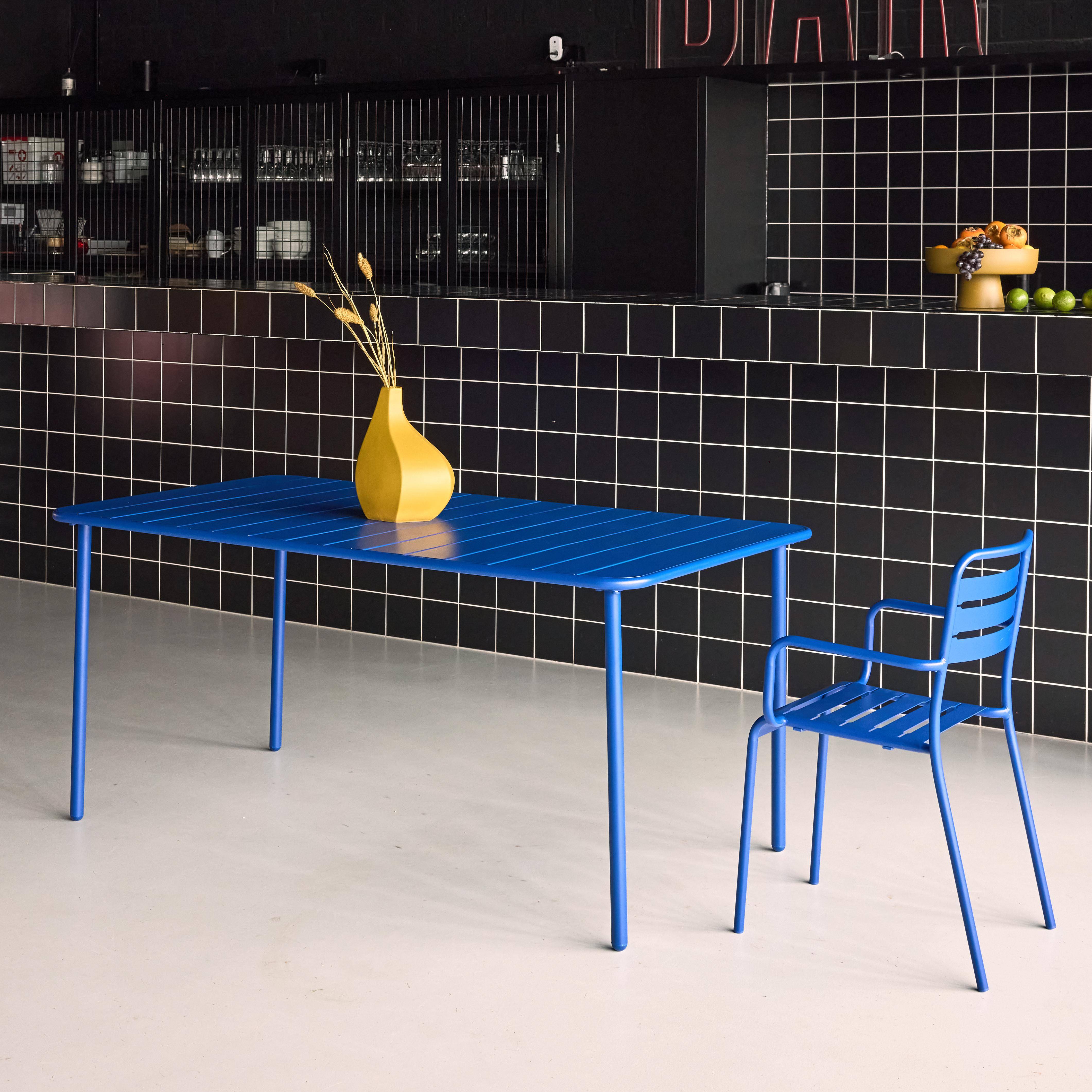 Table de jardin métal 6-8 places, bleu électrique, Amelia, 160x90x72,5cm  Photo2