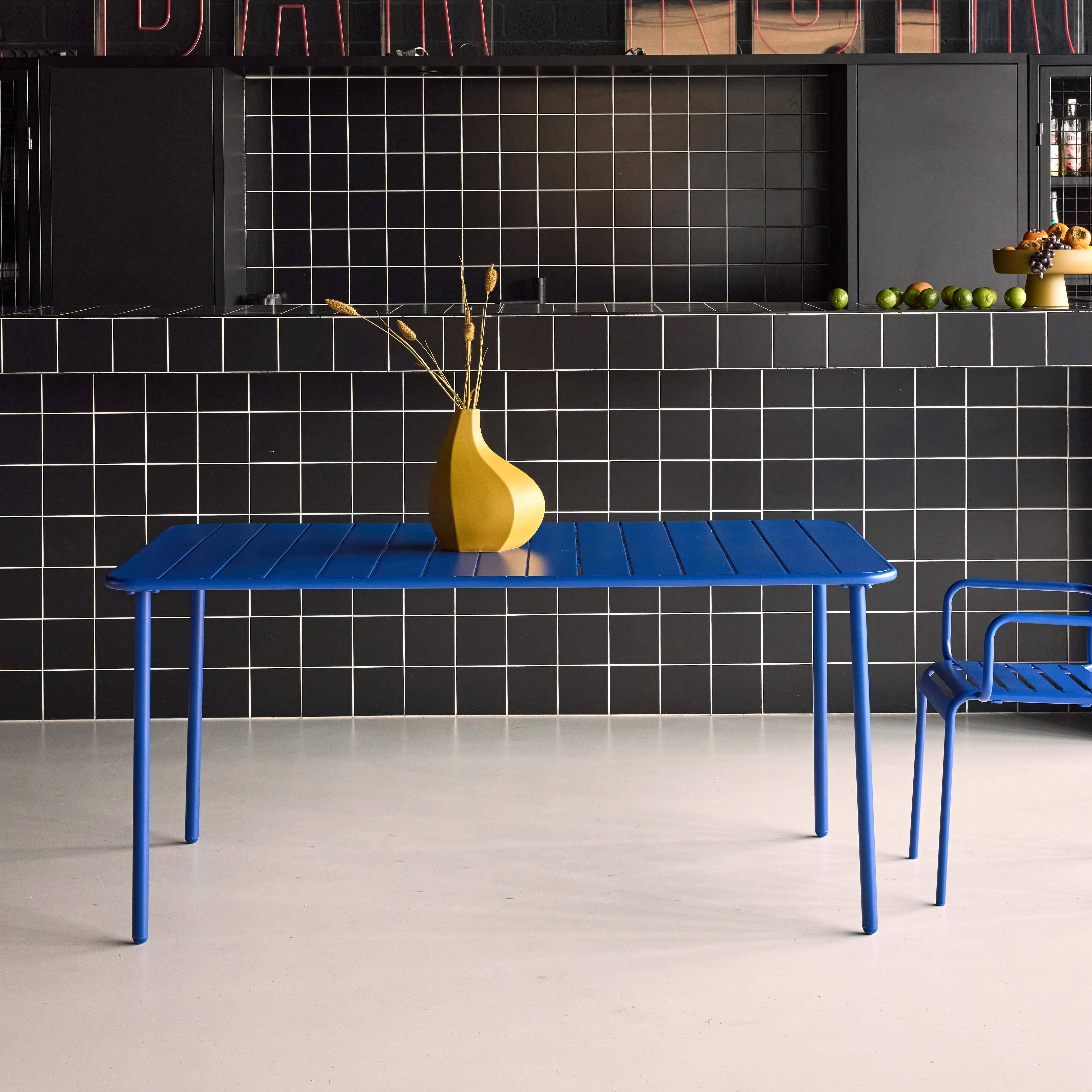 Mesa de jardim bistrô em aço, 6-8 lugares, 160cm Azul elétrico - 160x90x72.5 cm,sweeek,Photo2