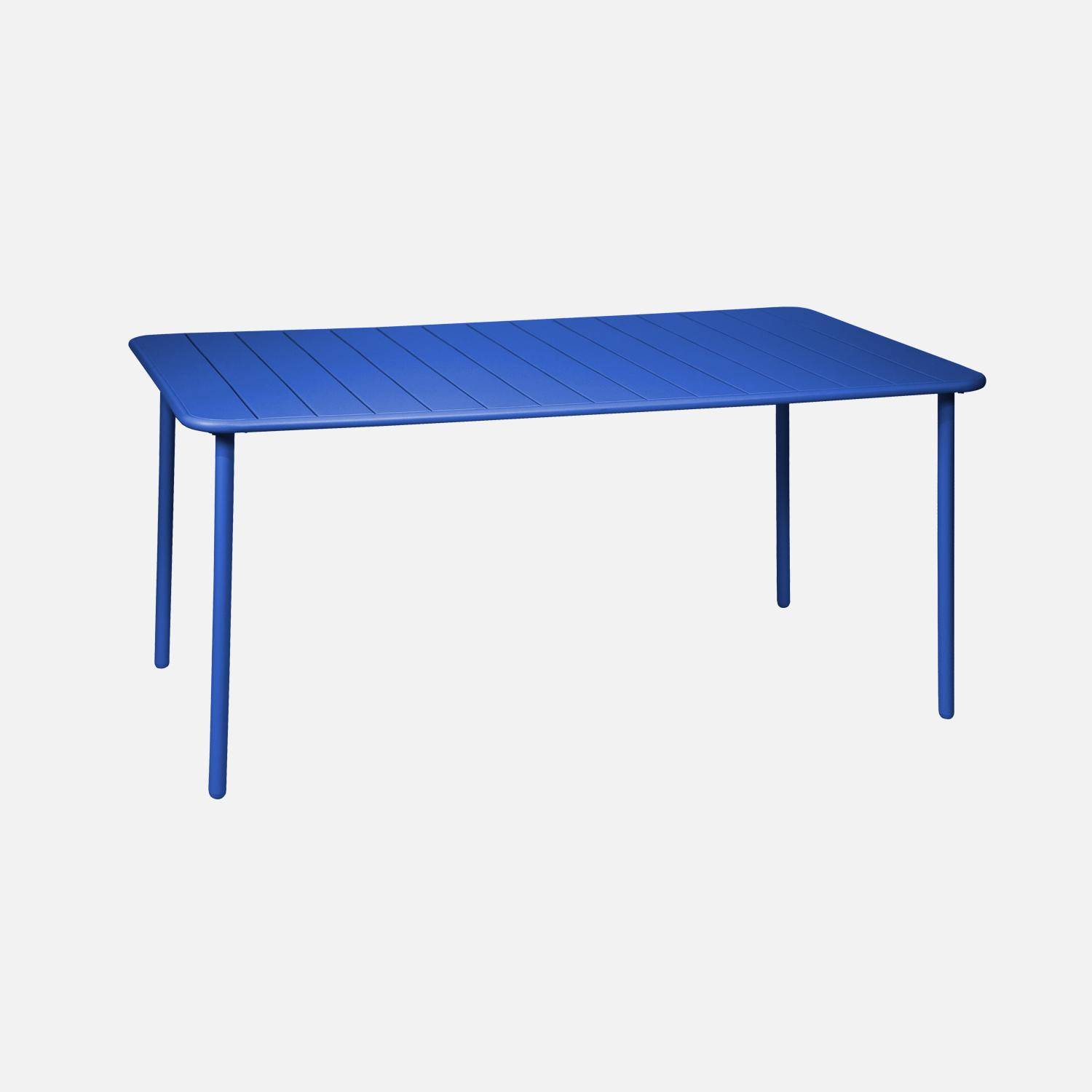 Table de jardin métal 6-8 places, bleu électrique, Amelia, 160x90x72,5cm ,sweeek,Photo4