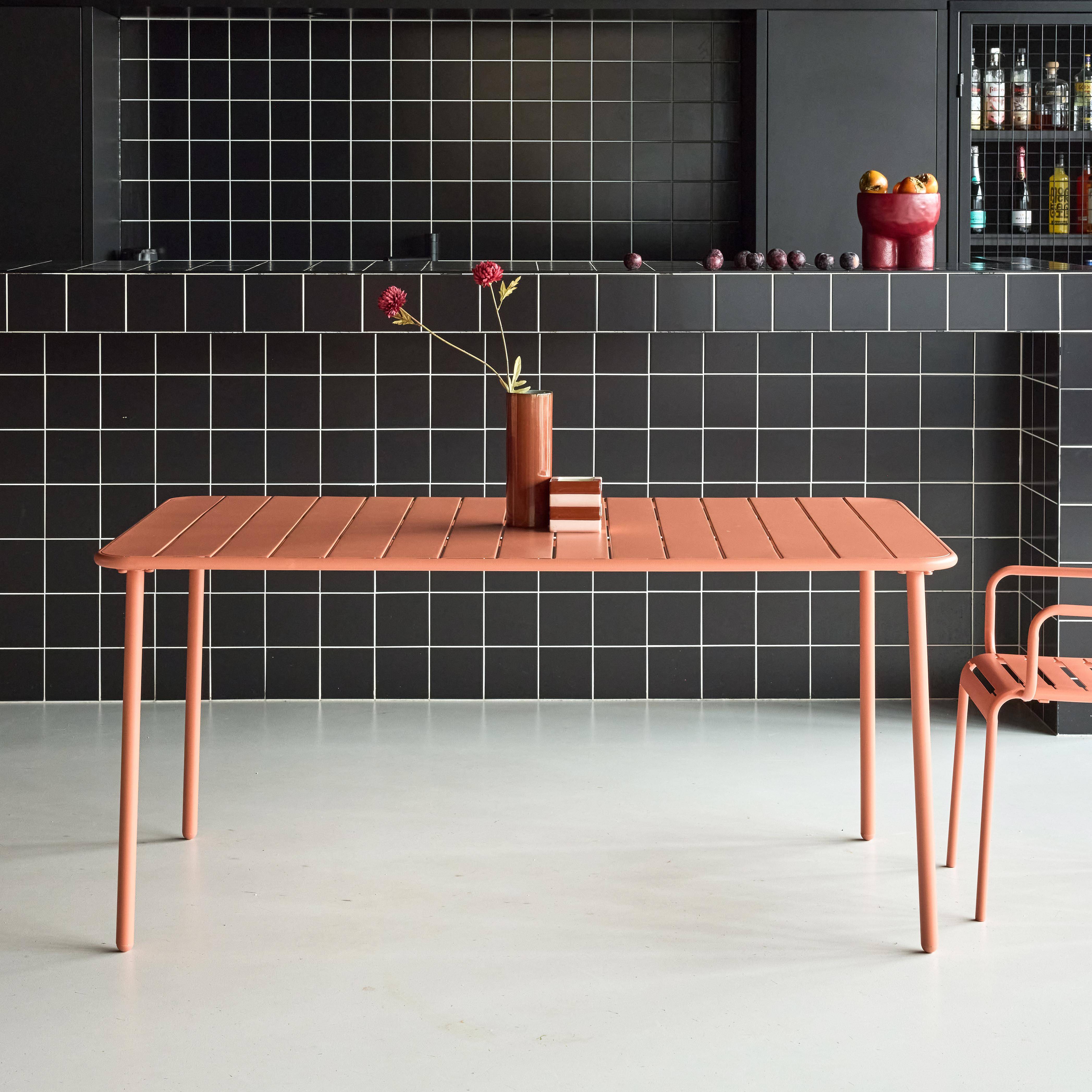 Table de jardin métal 6-8 places, tomette, Amelia, 160x90x72,5cm  Photo1