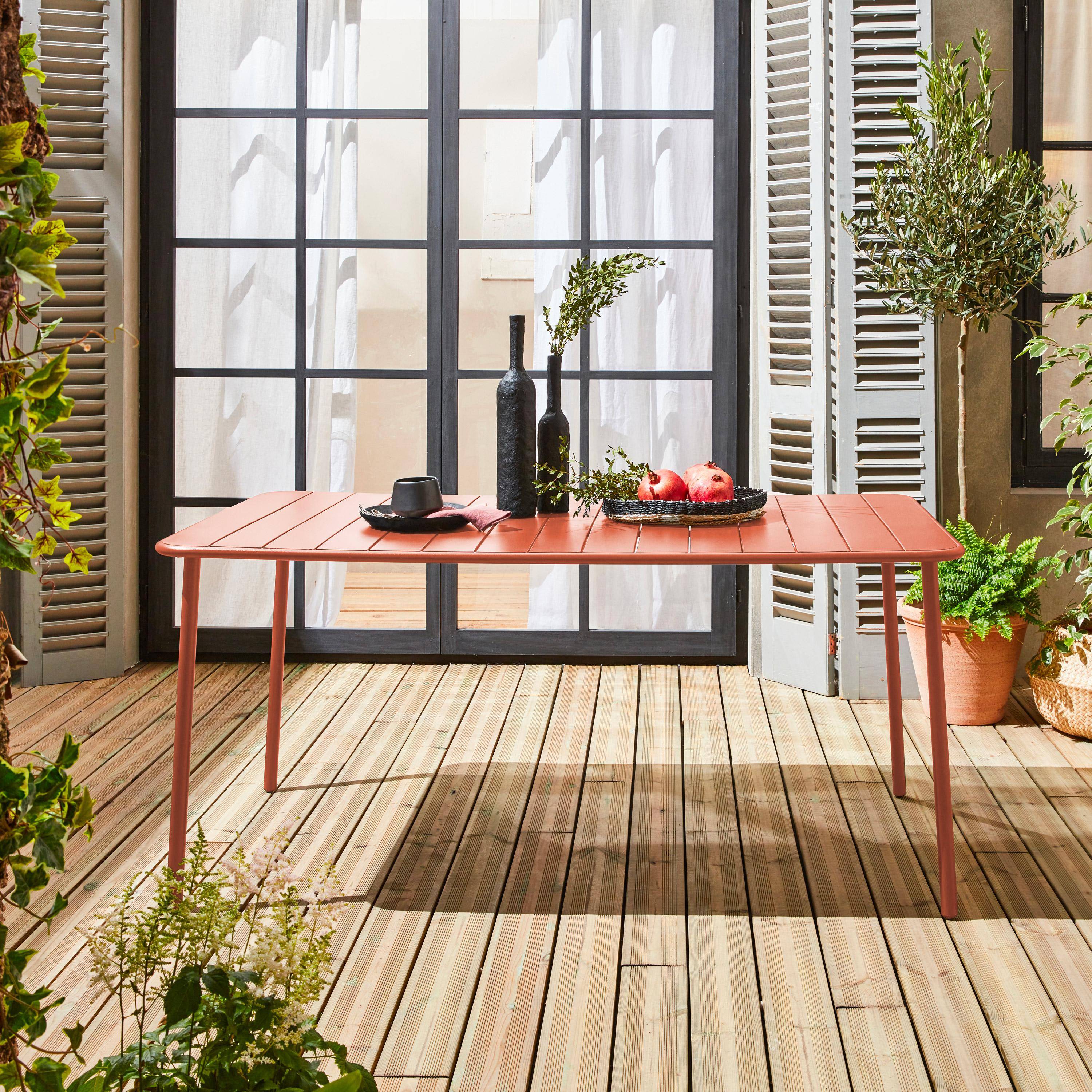 Mesa de jardim bistrô em aço, 6-8 lugares, 160cm Rosa tostato - 160x90x72.5 cm Photo1