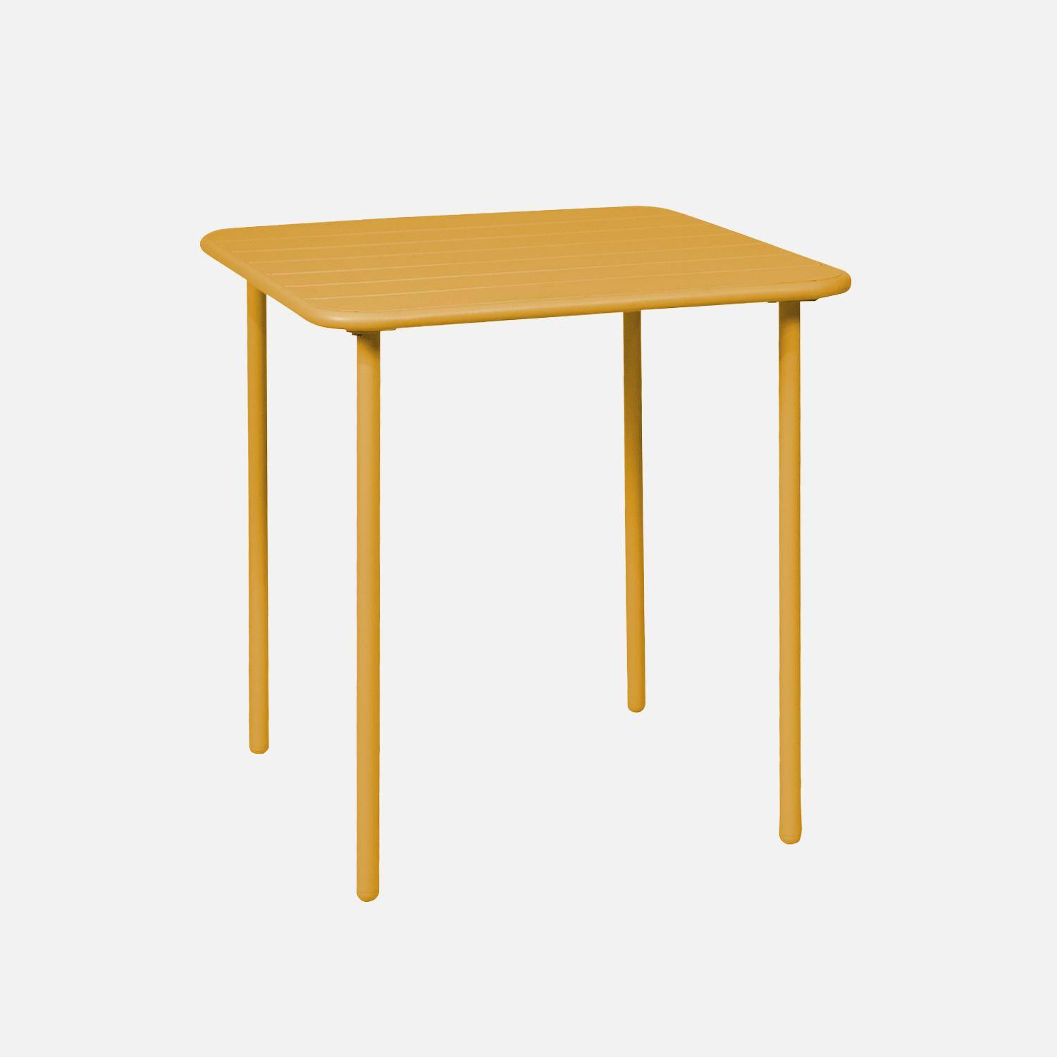 Mesa de jardín metálica 70cm, 2 plazas Ocre - 70x70x72.5 cm,sweeek,Photo4