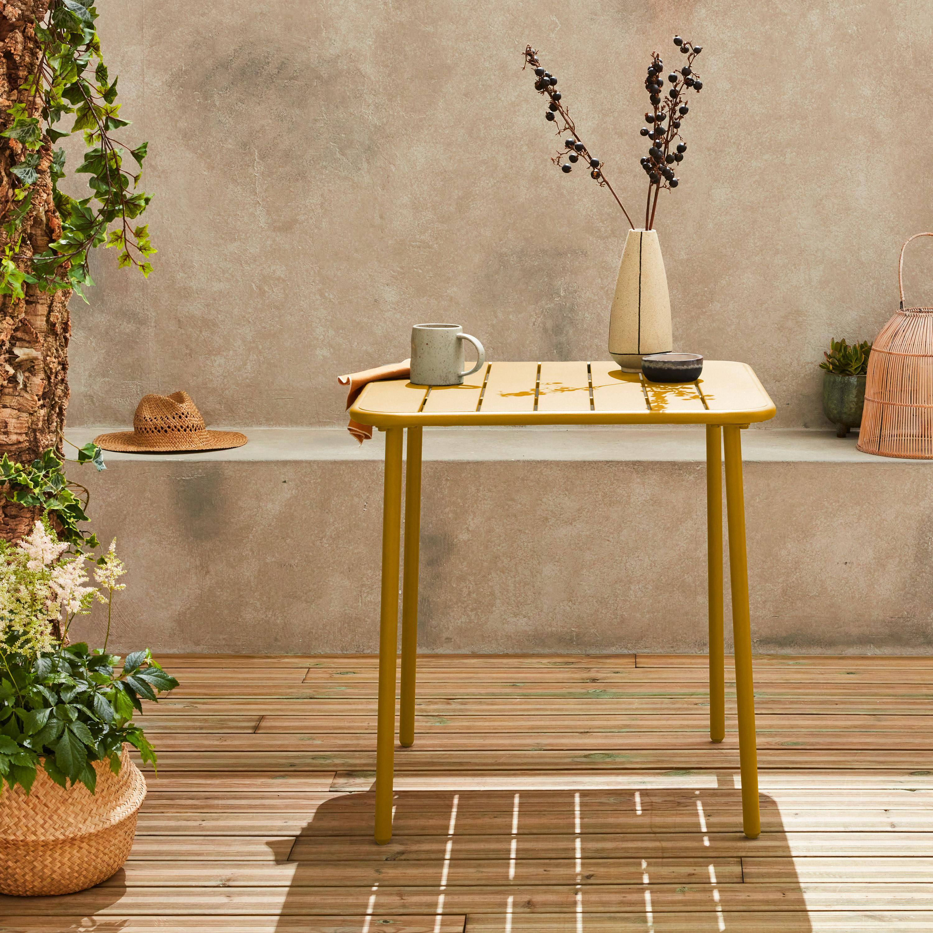 Mesa de jardín metálica de 2 plazas, Amelia 70cm, Ocre, 70x70x72.5 cm Photo1