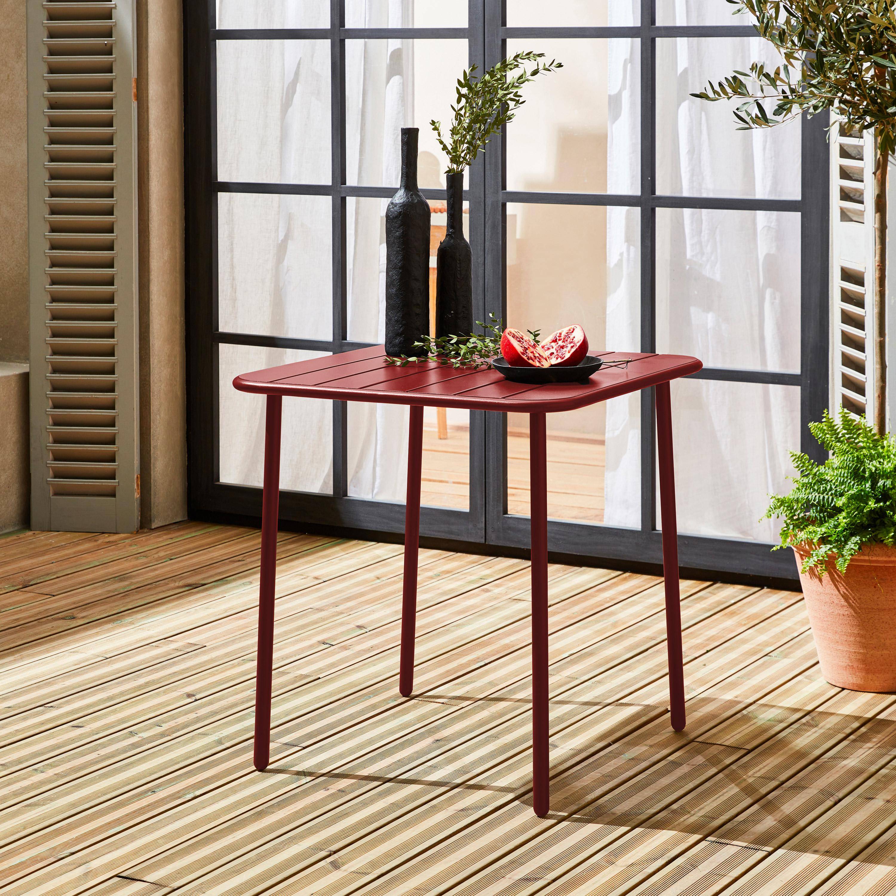 Mesa de jardín metálica de 2 plazas, Amelia 70cm, Tierra de siena, 70x70x72.5 cm Photo1