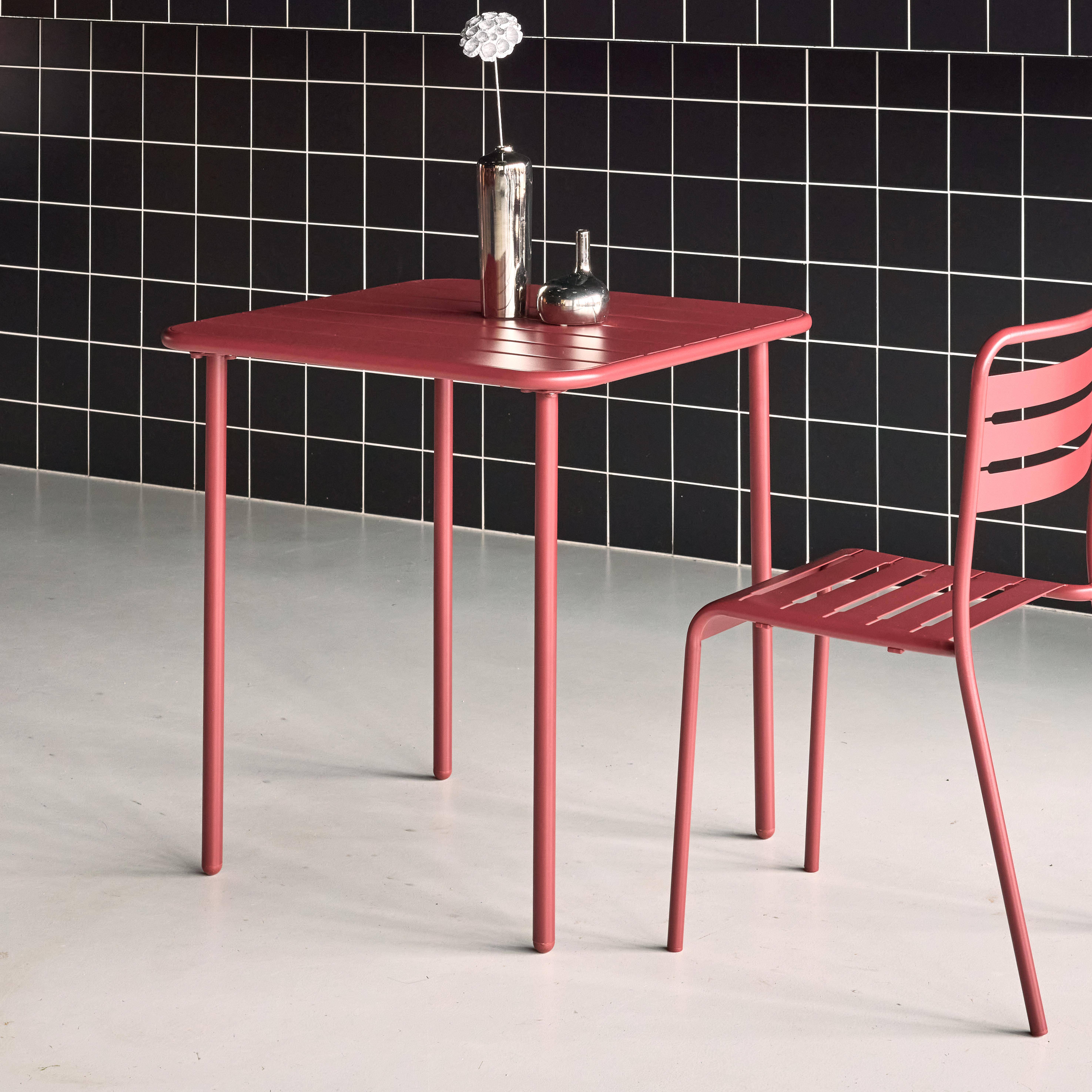 Gartentisch aus Stahl, 2 Plätze, siena, 70 x 70 cm, rostschutzbehandelt, Latten und abgerundete Kanten - Amelia Photo2