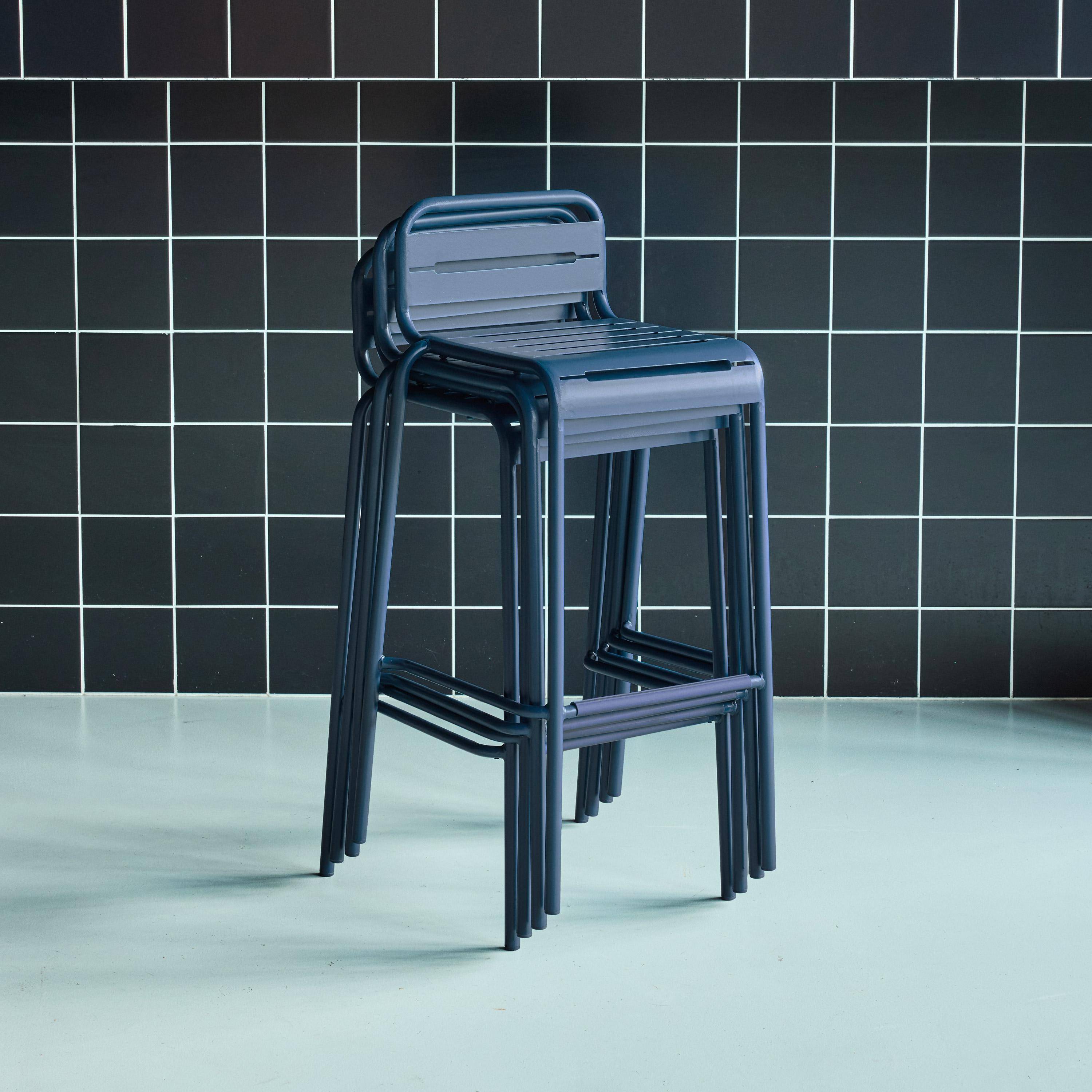 Hoge tuinstoelen metaal (set van 4) marineblauw 44 x 41 x 85cm - Amélia,sweeek,Photo3