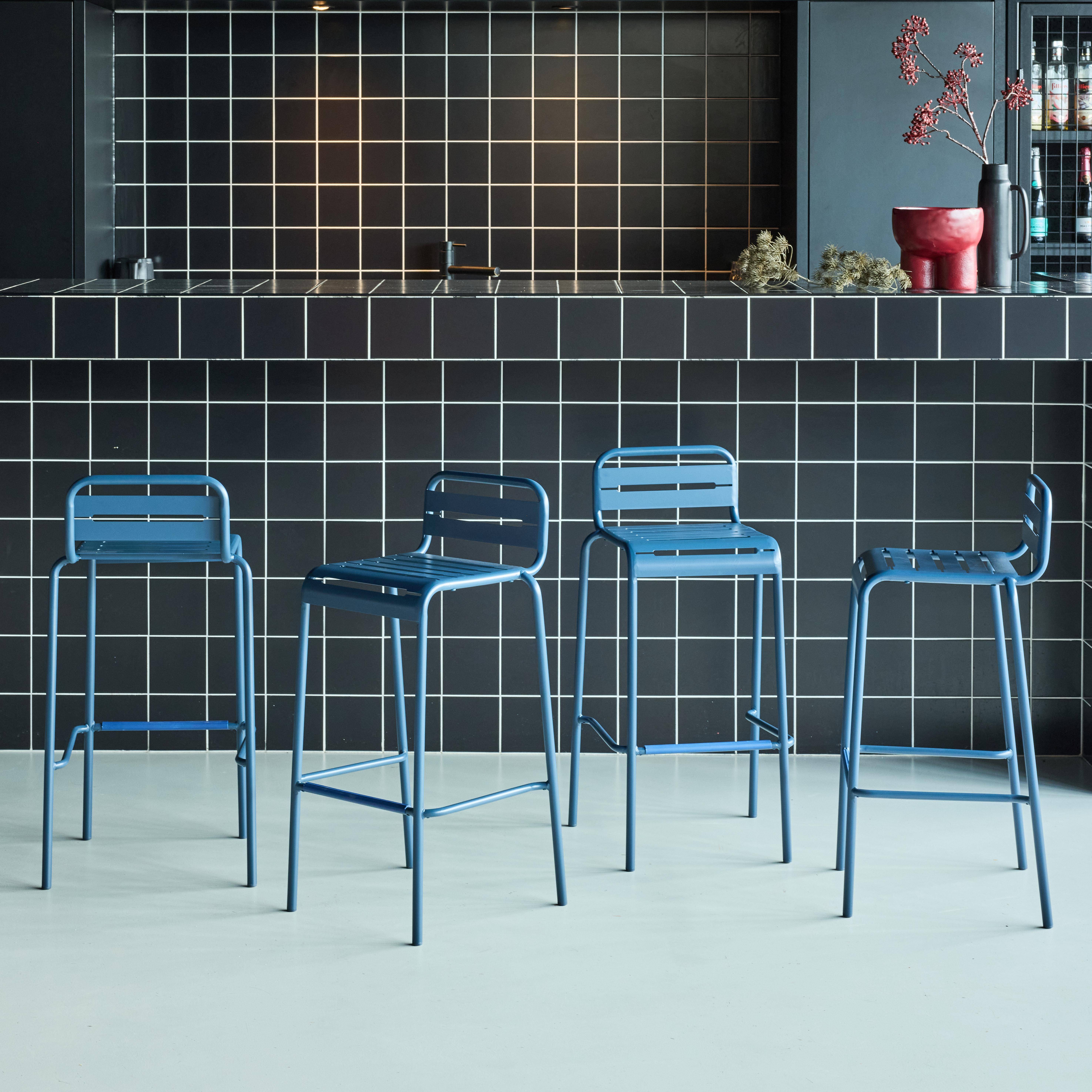 4er-Set Garten-Barhocker aus Stahl, marineblau, B 44 x T 41 x H 85 cm - Amelia,sweeek,Photo1