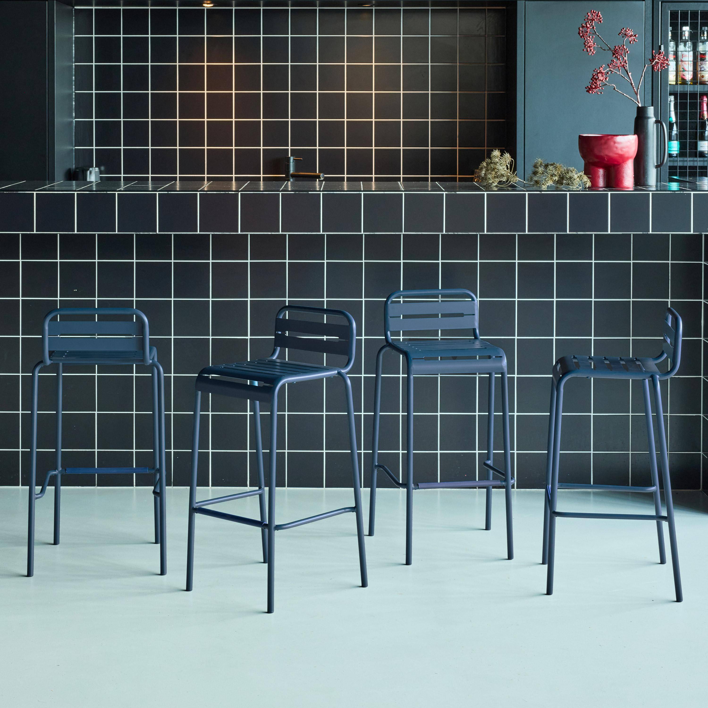 Hoge tuinstoelen metaal (set van 4) marineblauw 44 x 41 x 85cm - Amélia,sweeek,Photo2