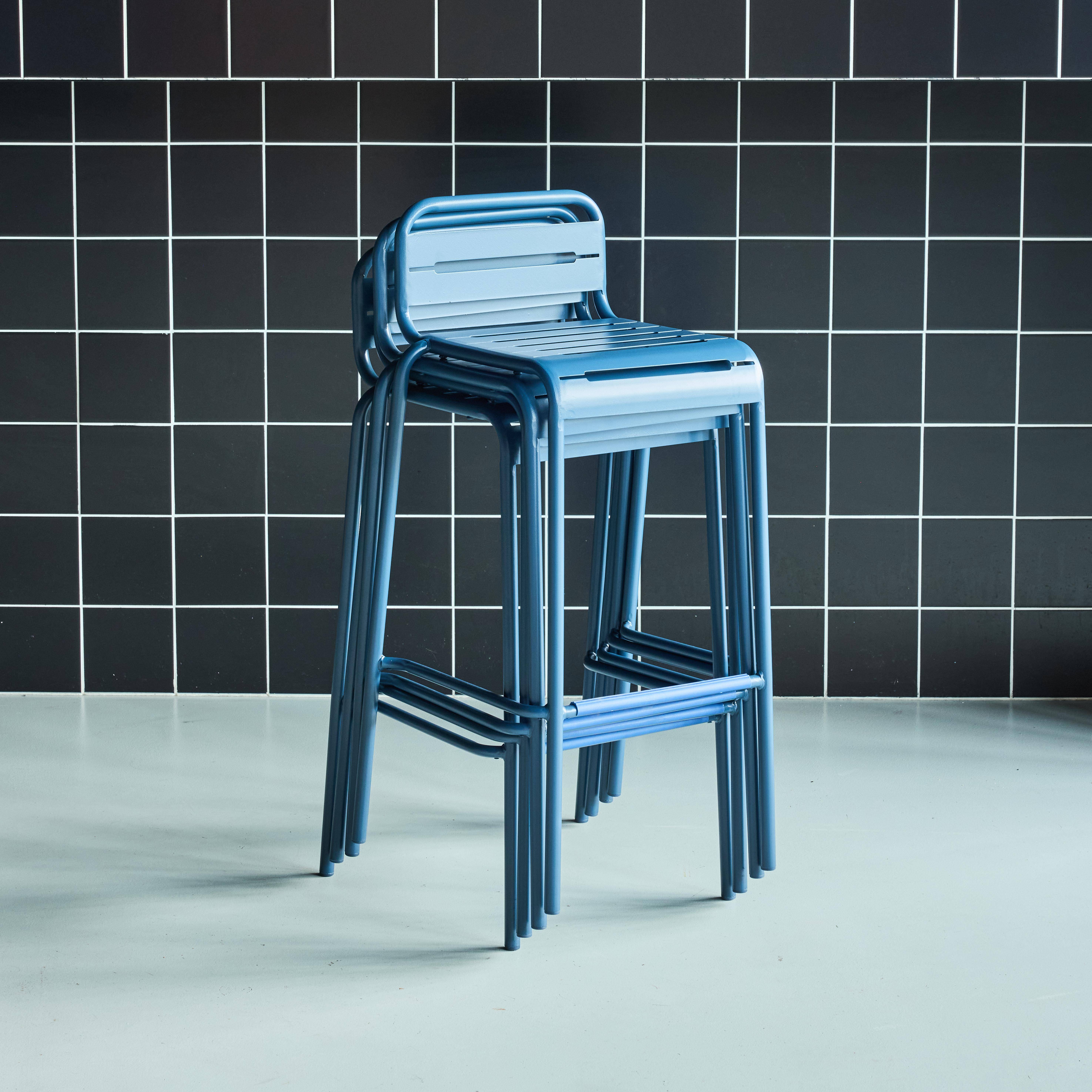 4er-Set Garten-Barhocker aus Stahl, marineblau, B 44 x T 41 x H 85 cm - Amelia,sweeek,Photo2