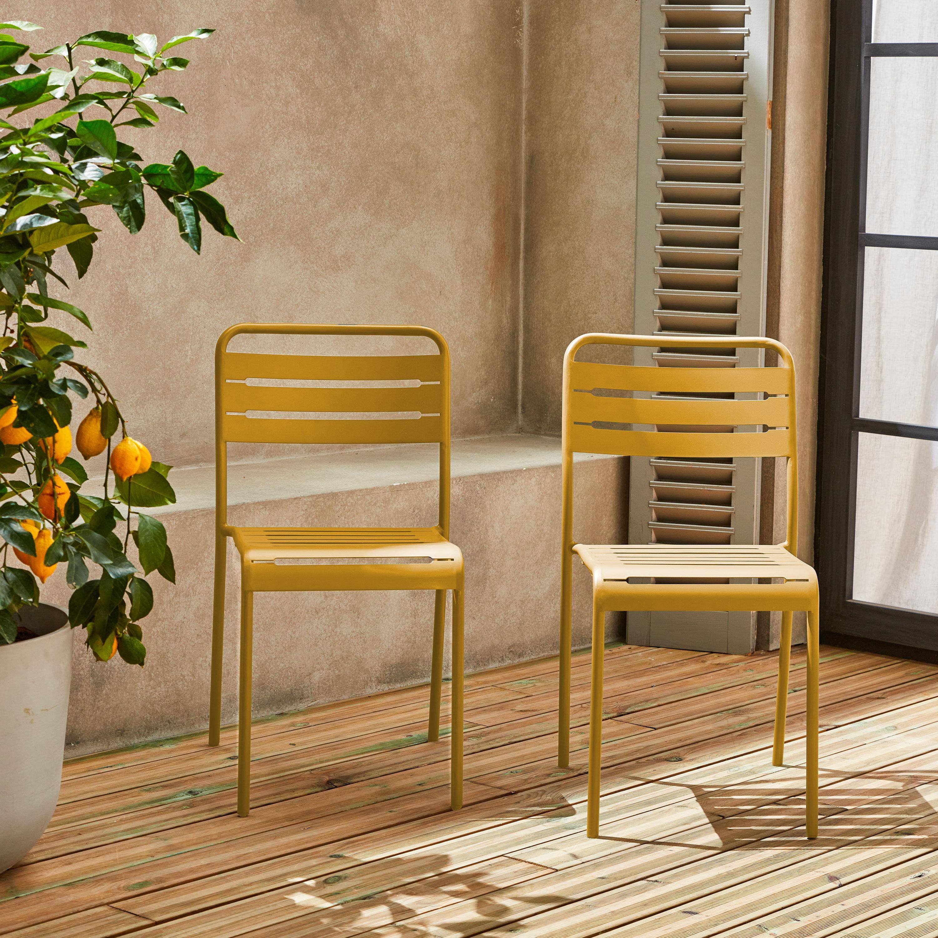 Set 2 sedie da giardino in acciaio Ocra - 44x52x79 cm,sweeek,Photo1