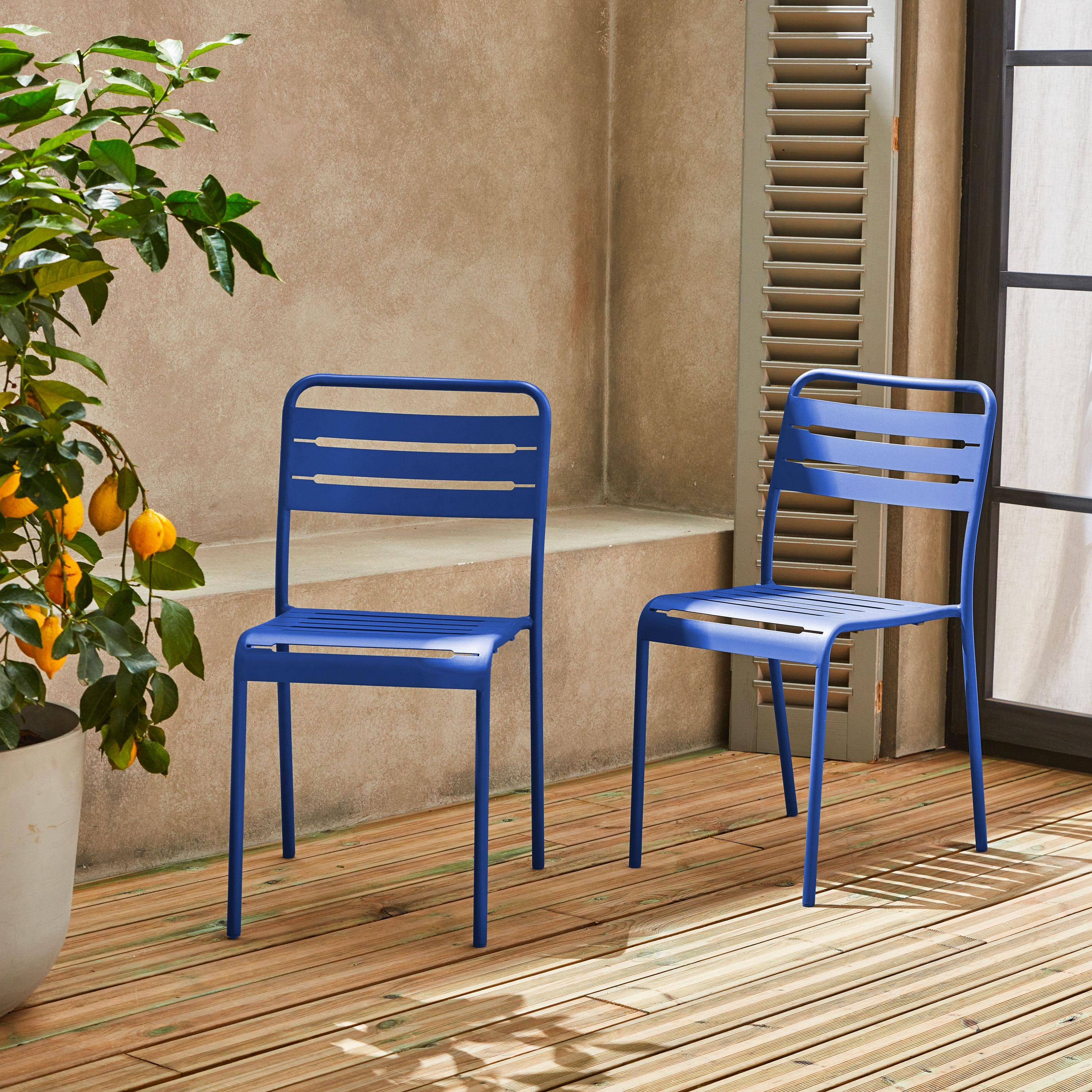 Set 2 sedie da giardino in acciaio Blu elettrico - 44x52x79 cm,sweeek,Photo1