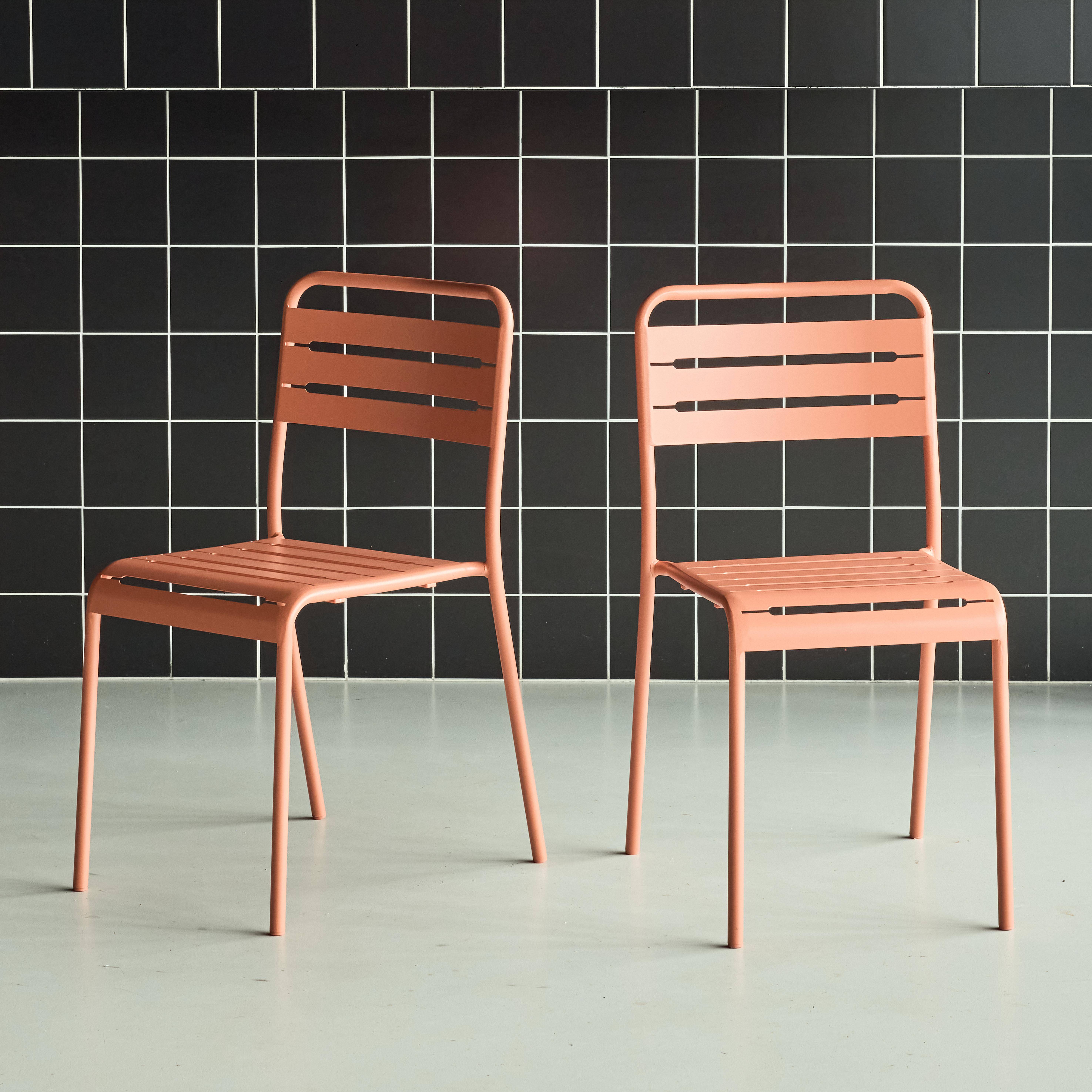 Set di 2 sedie da giardino in acciaio, Amelia, Rosa tostato, 44x52x79 cm,sweeek,Photo1