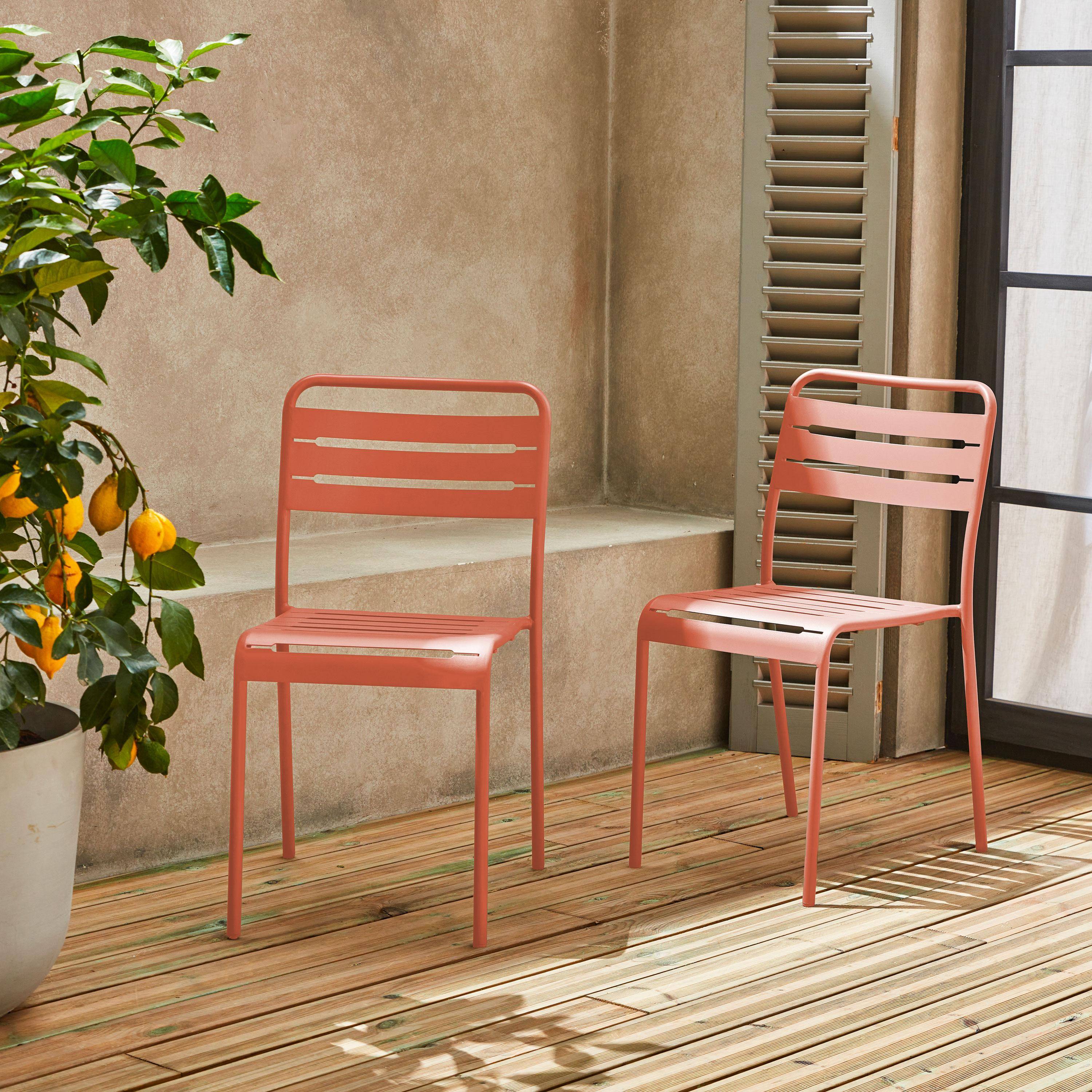 Pair of steel and stackable garden chairs, Beige | sweeek