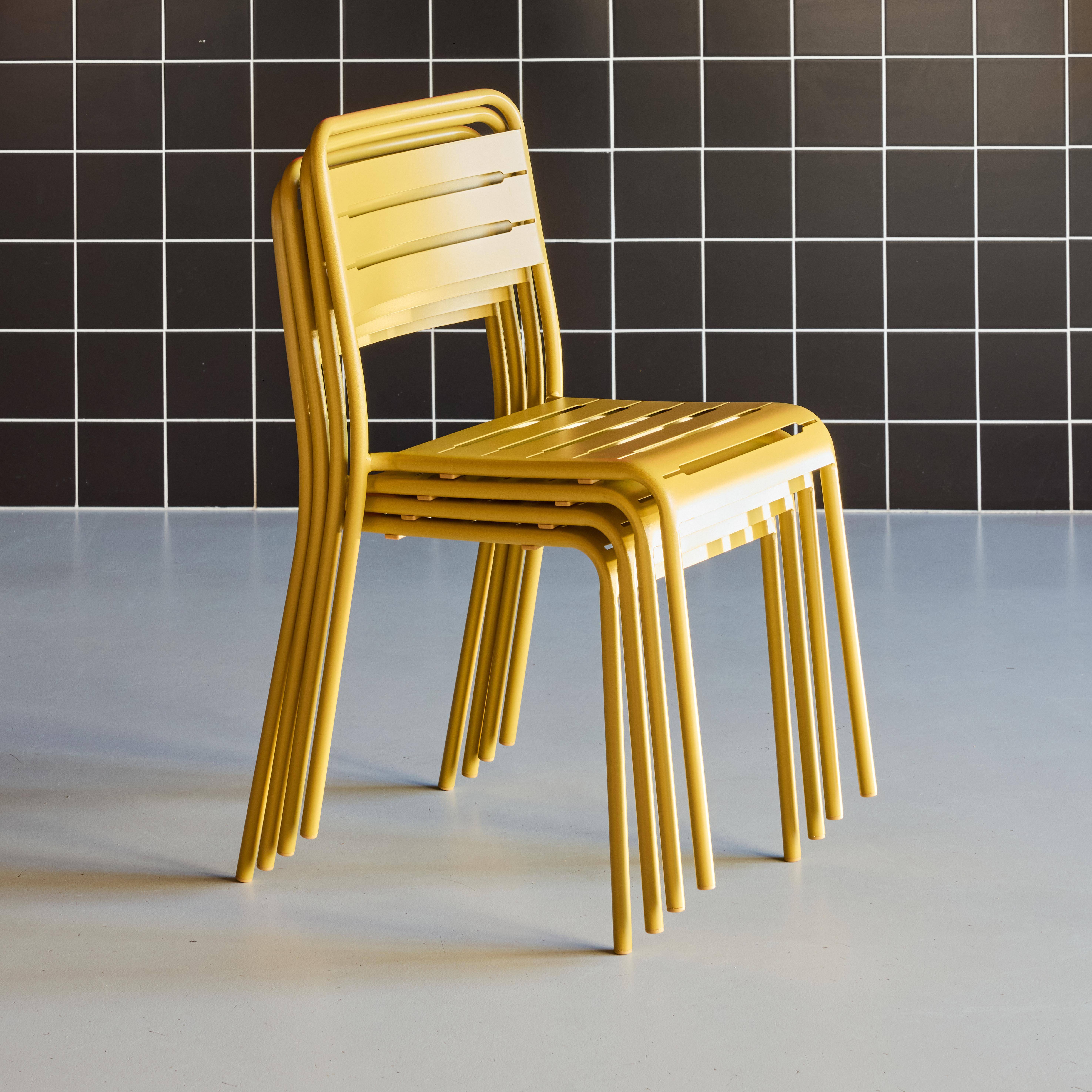 Cadeira de jardim em aço, set de 4, Amelia, Ocre, 44x52x79 cm Photo2