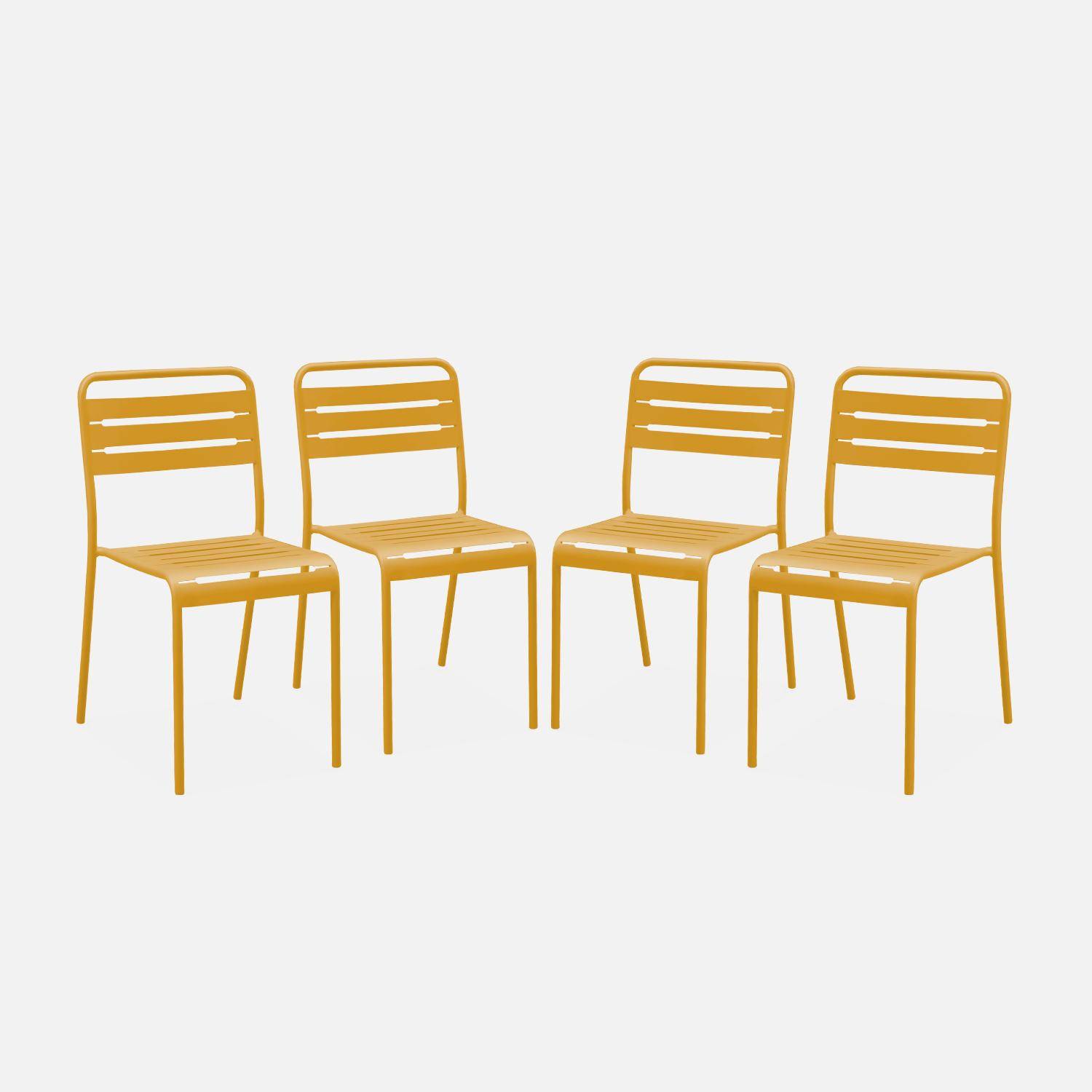 Silla de jardín de acero, set de 4, Amelia, Ocre, 44x52x79 cm Photo2